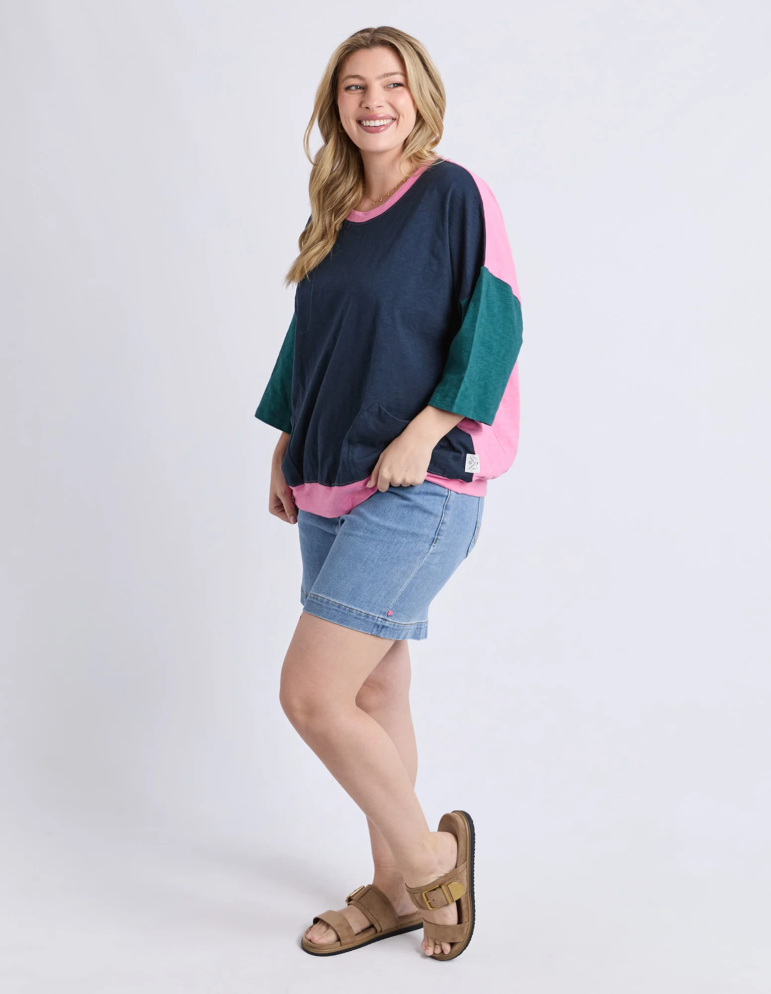 Mazie Colour Block Sweat Teal/Navy/Quartz - Image 12