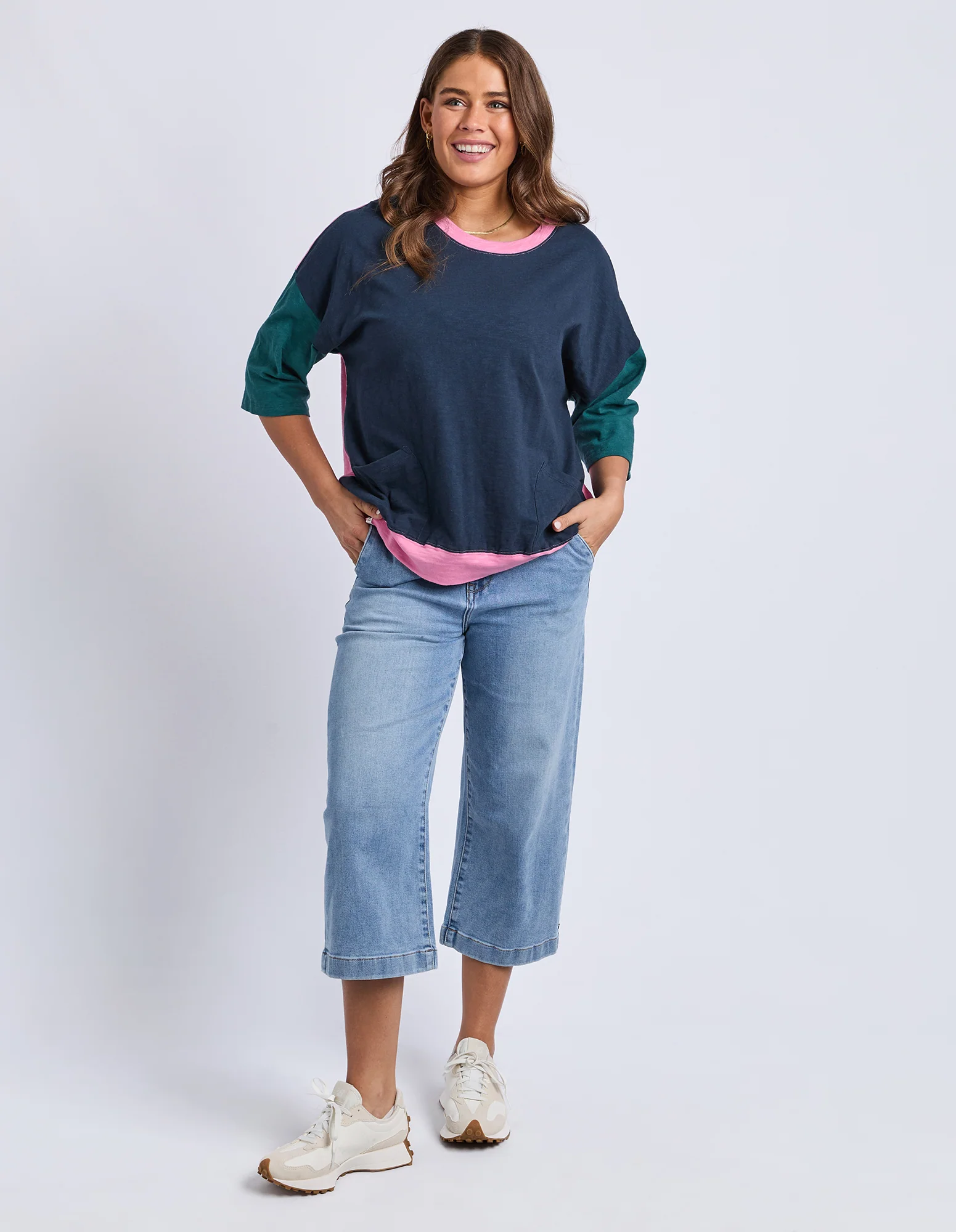 Mazie Colour Block Sweat Teal/Navy/Quartz - Image 3