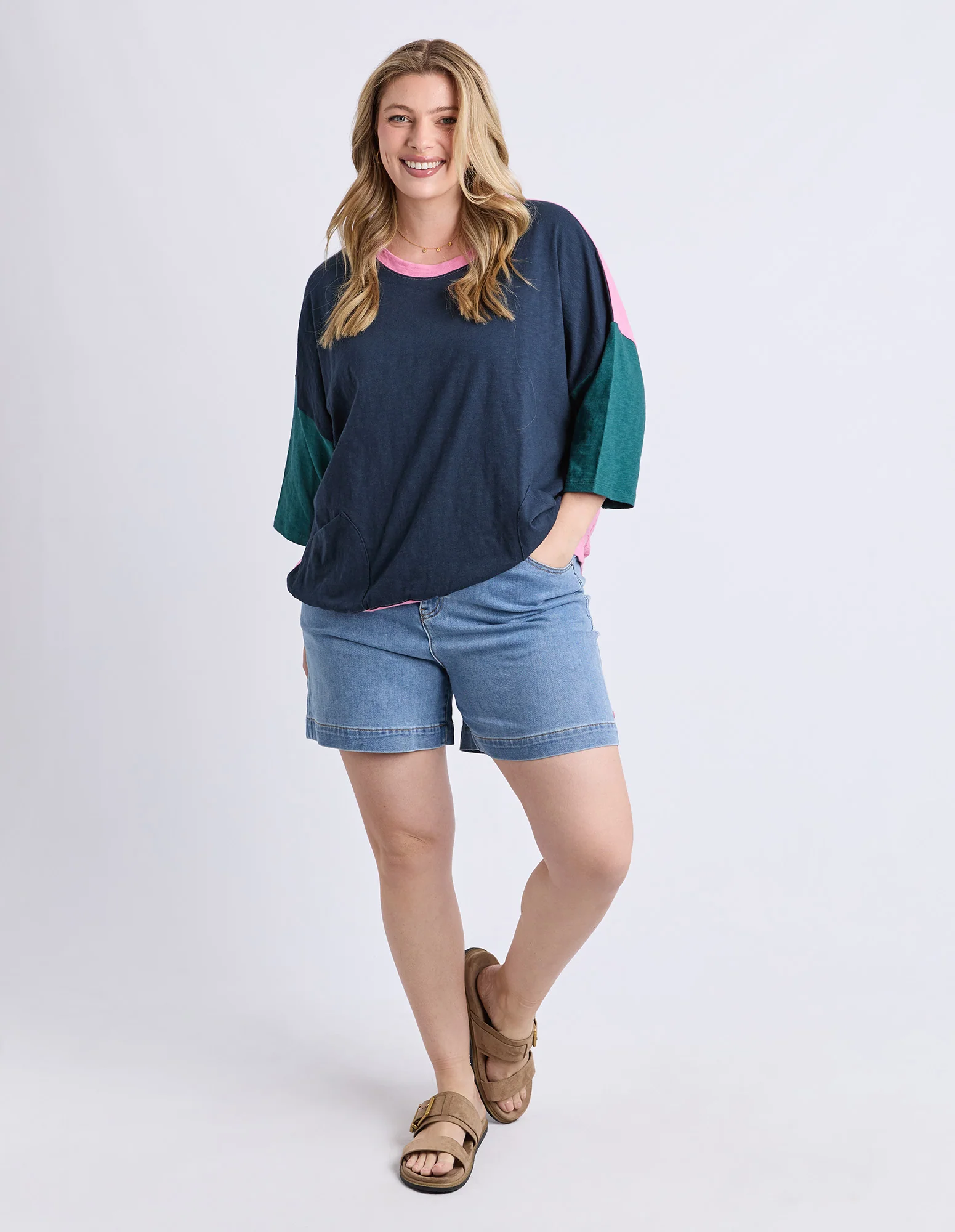 Mazie Colour Block Sweat Teal/Navy/Quartz - Image 4
