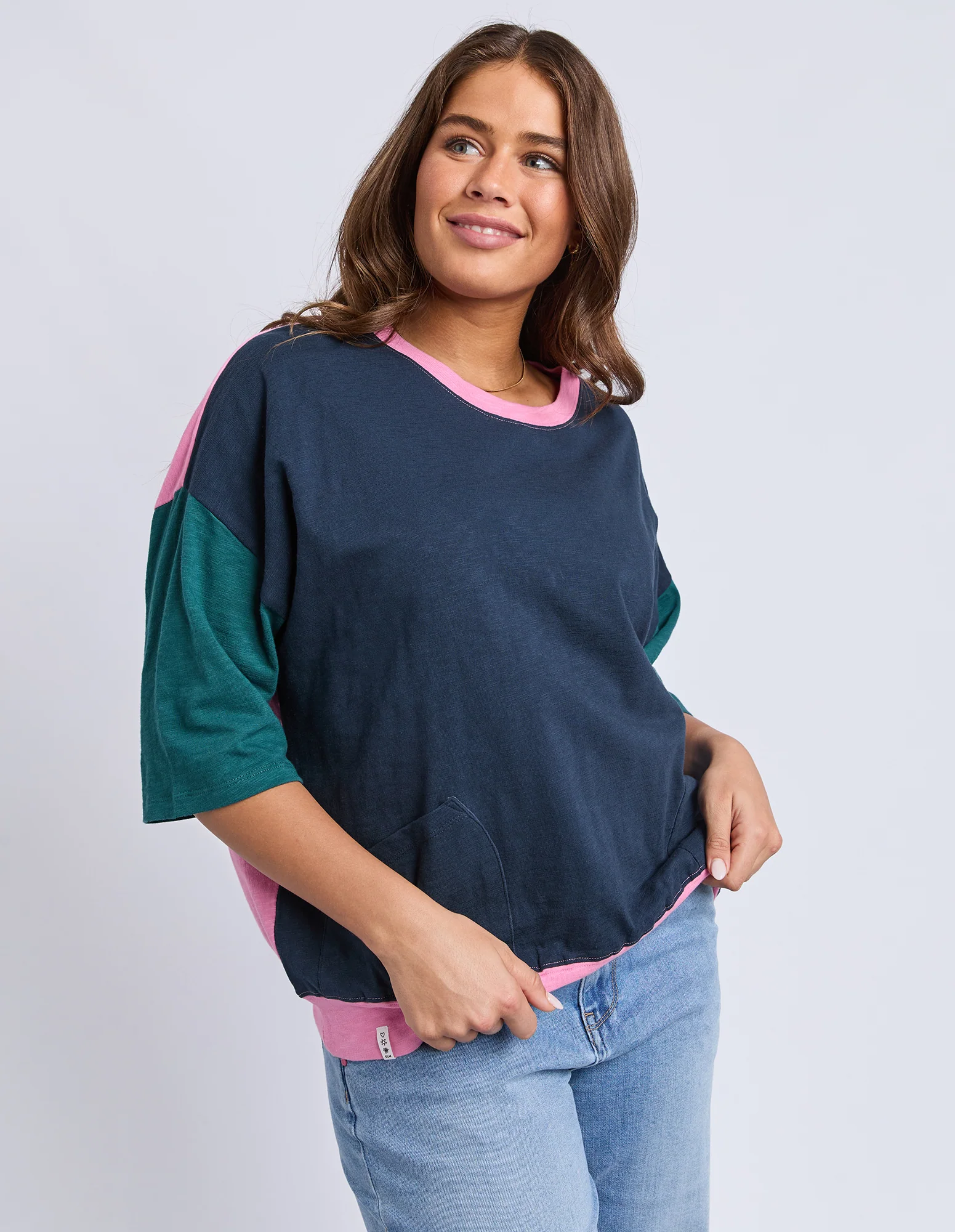 Mazie Colour Block Sweat Teal/Navy/Quartz - Image 7