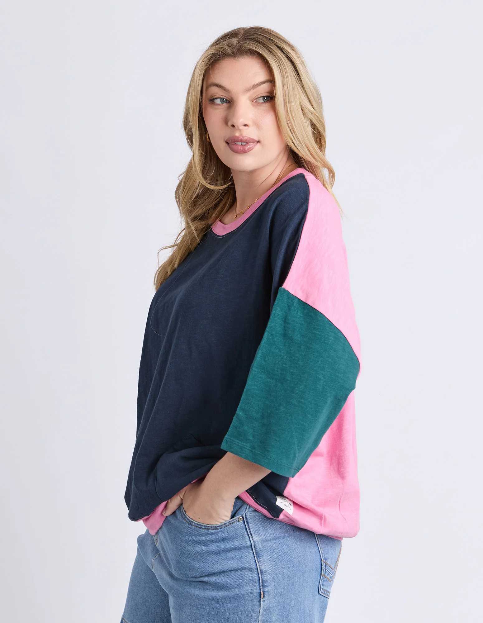 Mazie Colour Block Sweat Teal/Navy/Quartz - Image 8