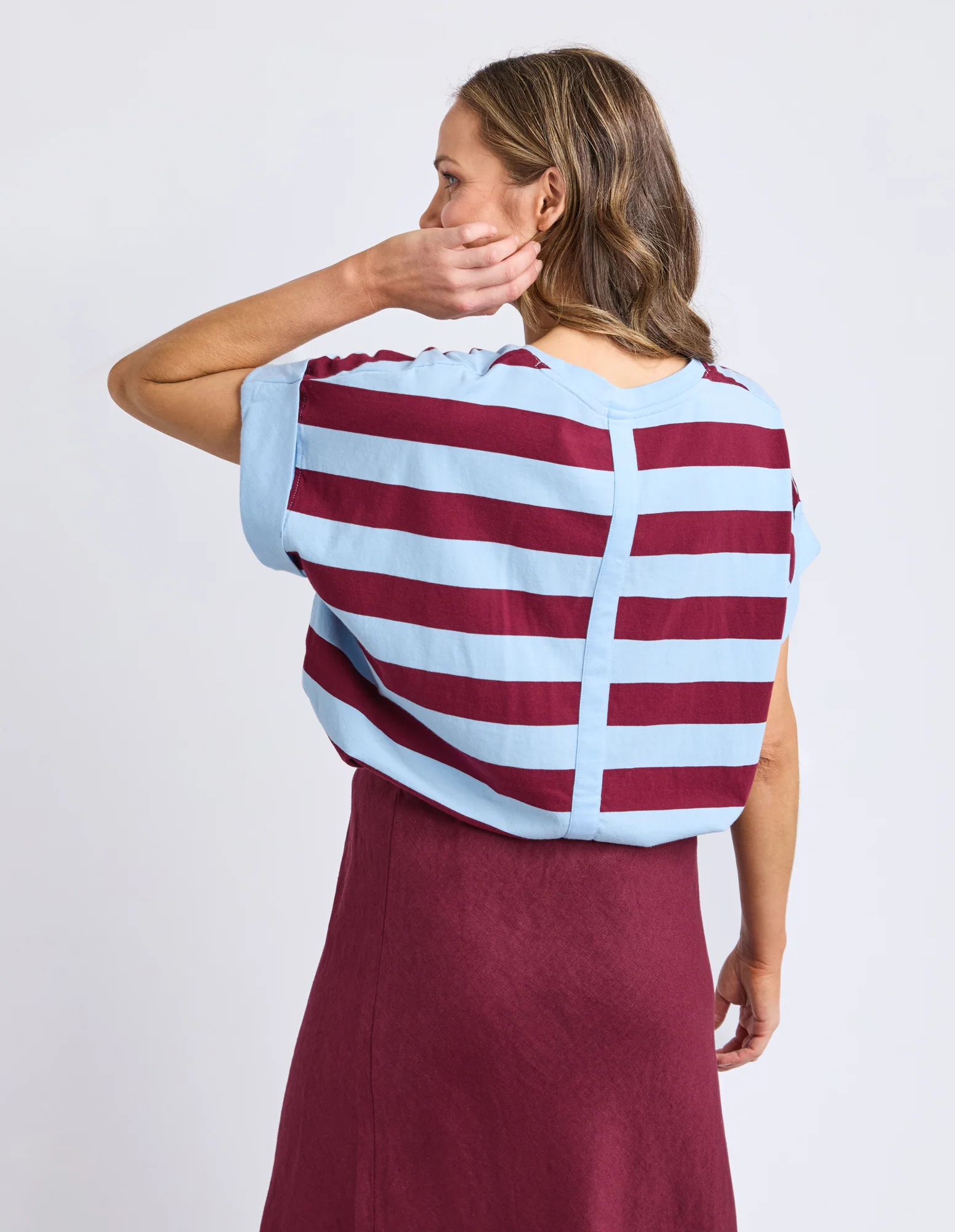 Mckinley Tee Plum & Blue Stripe - Image 4