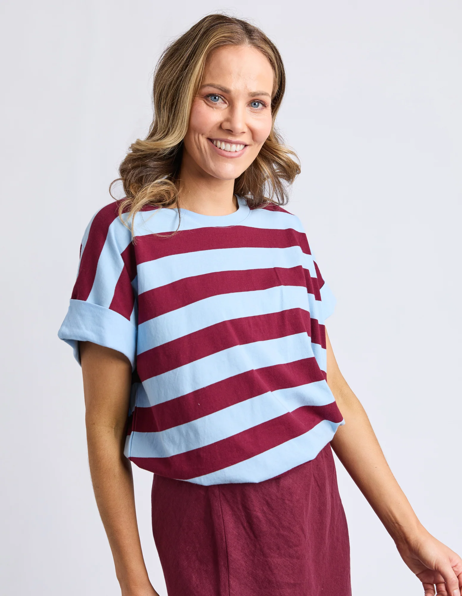 Mckinley Tee Plum & Blue Stripe - Image 5