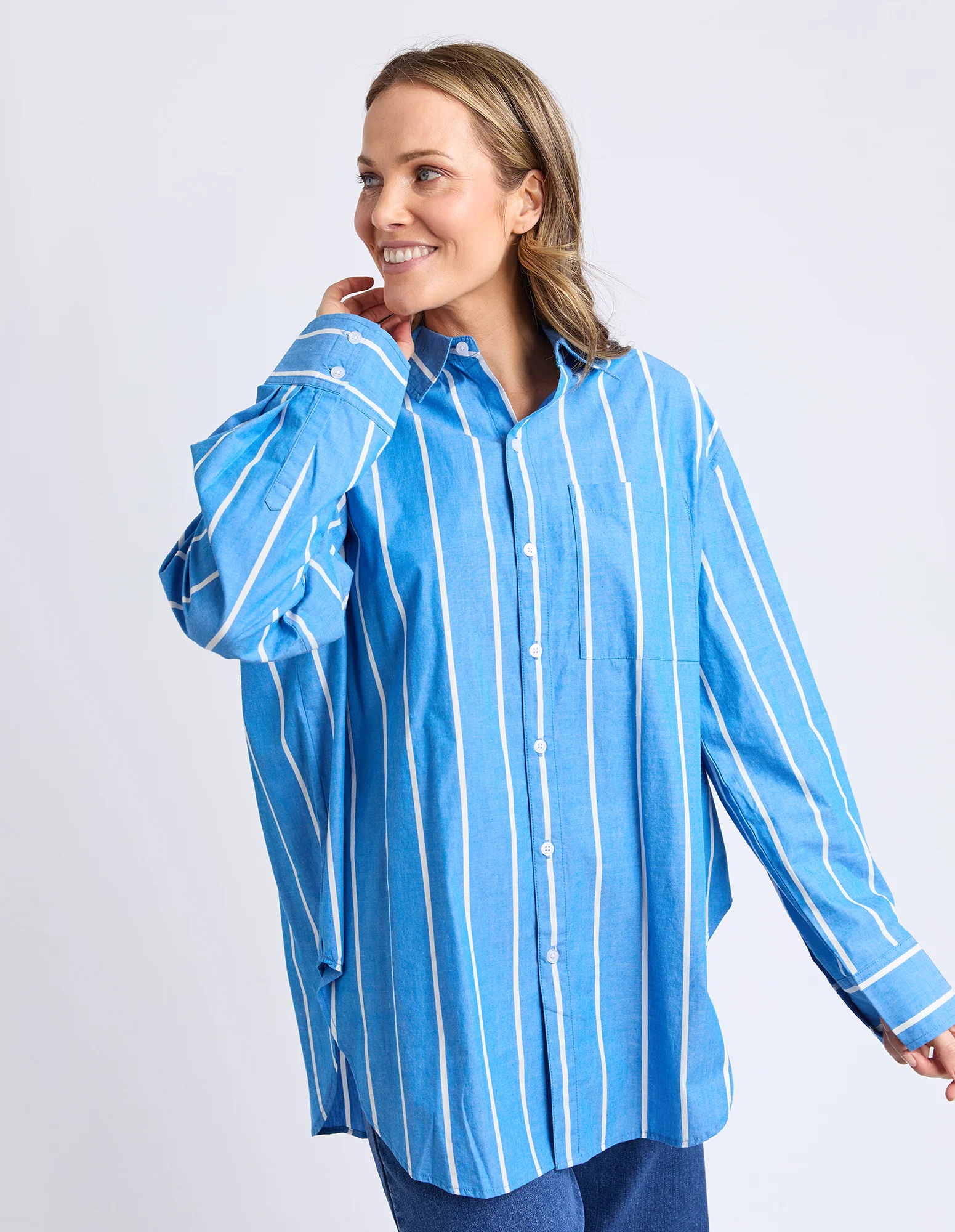 Mia Striped Shirt Royal Blue Stripe - Image 5