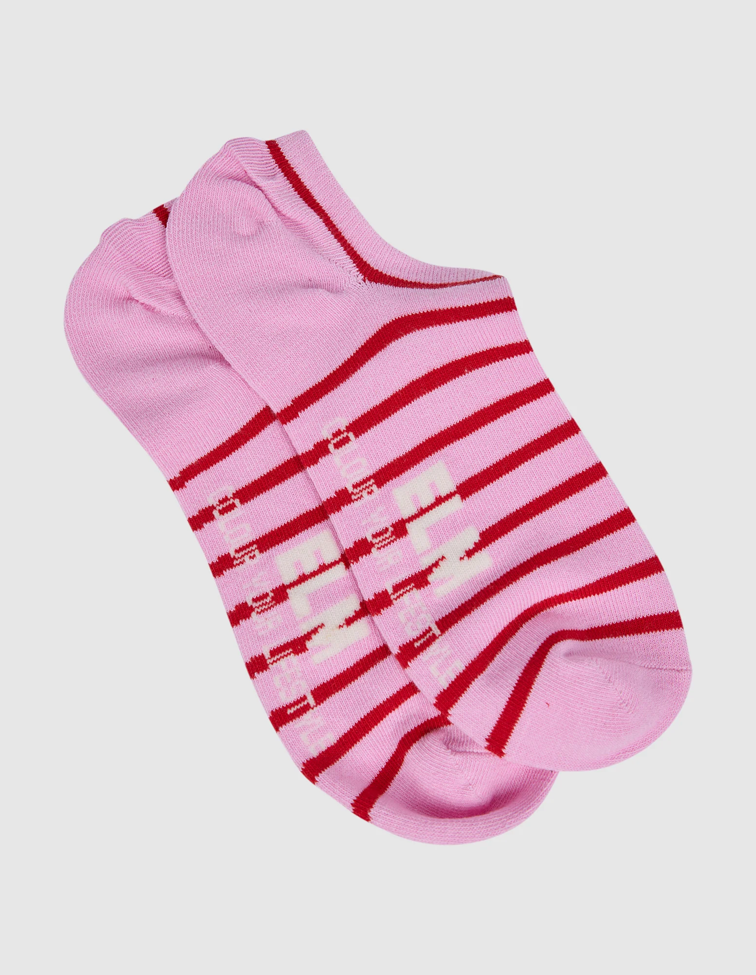 No Show Sock 3pk Navy/Red/Pink Stripe - Image 3