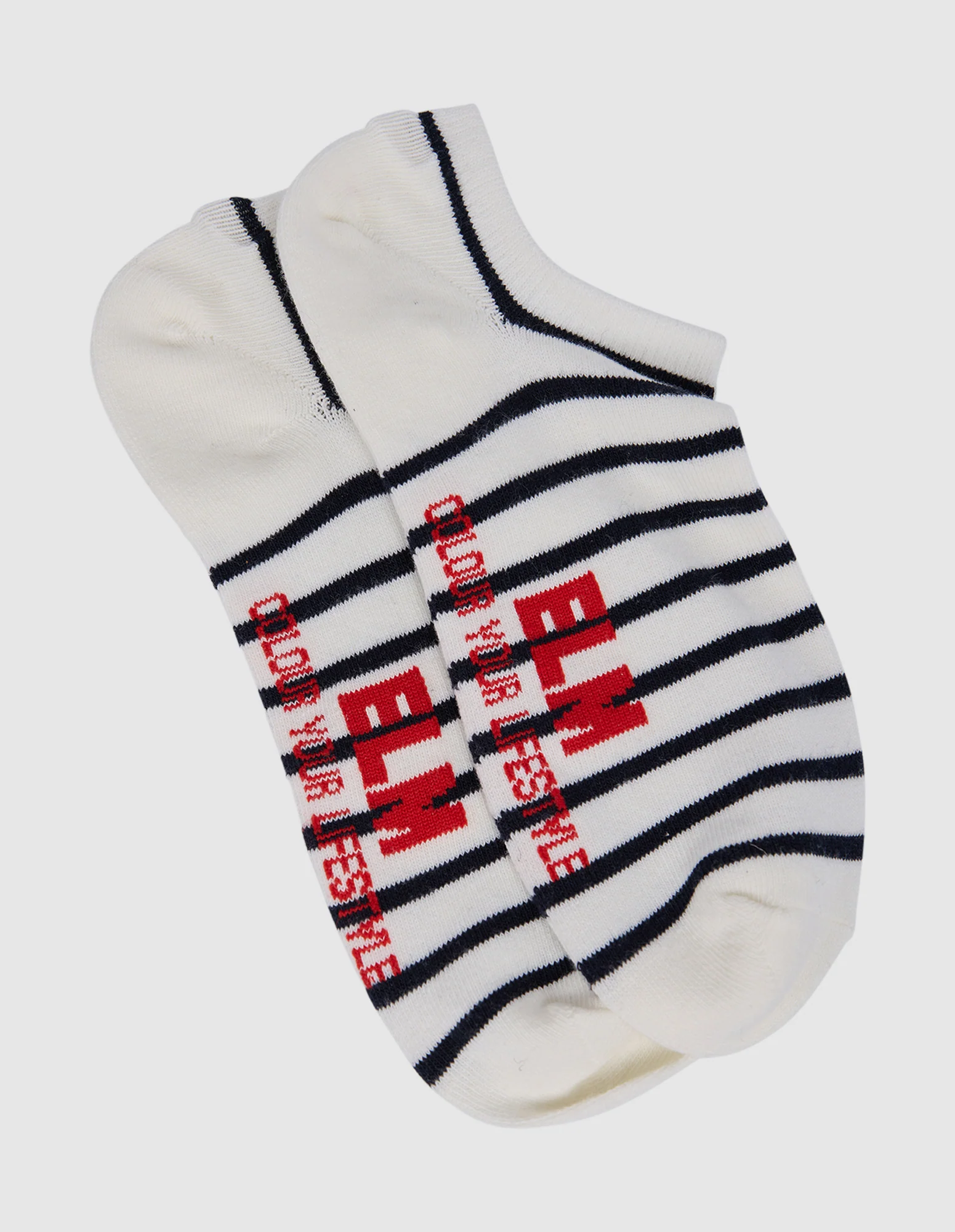 No Show Sock 3pk Navy/Red/Pink Stripe - Image 4