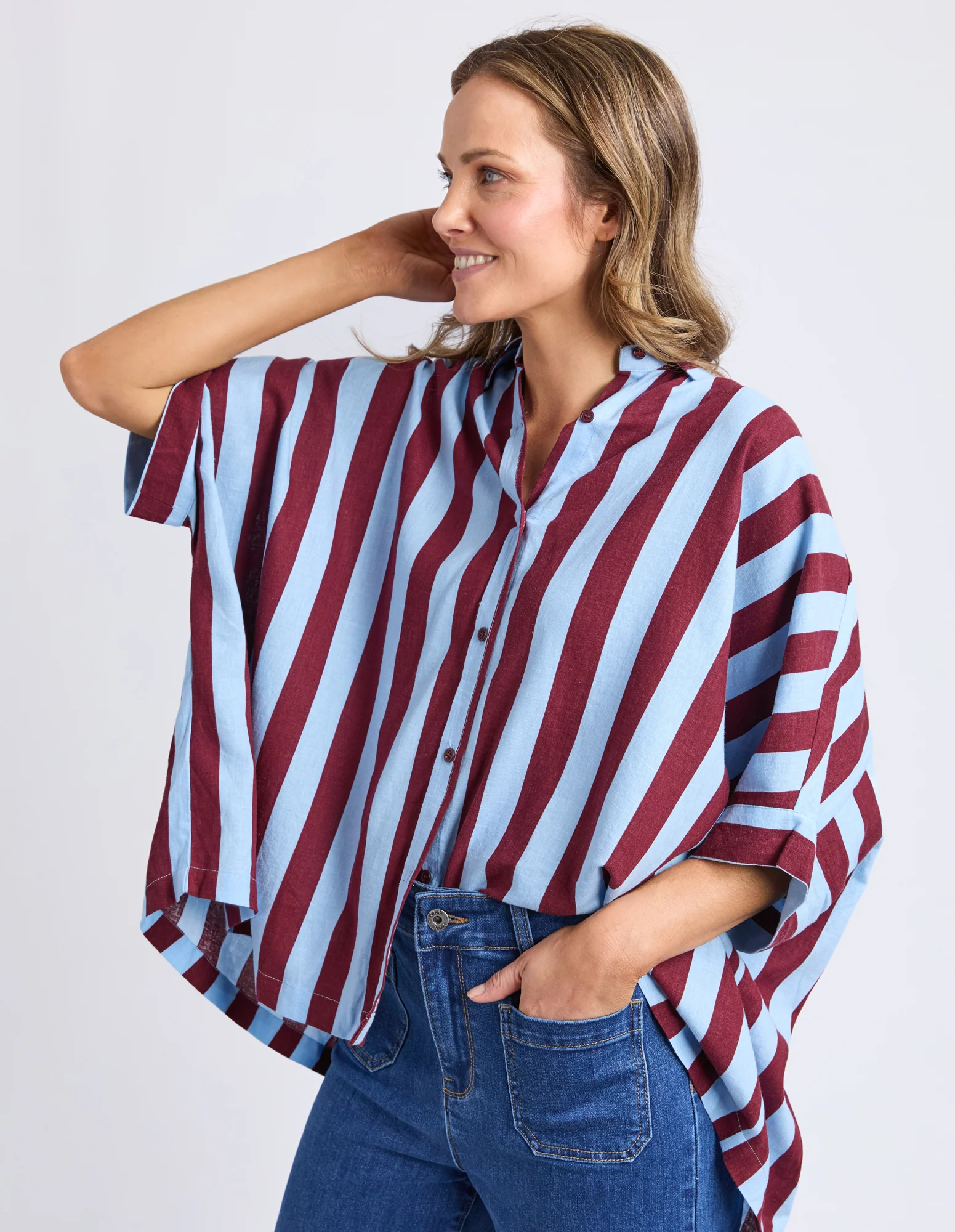 Palermo Stripe Shirt Plum Stripe - Image 4
