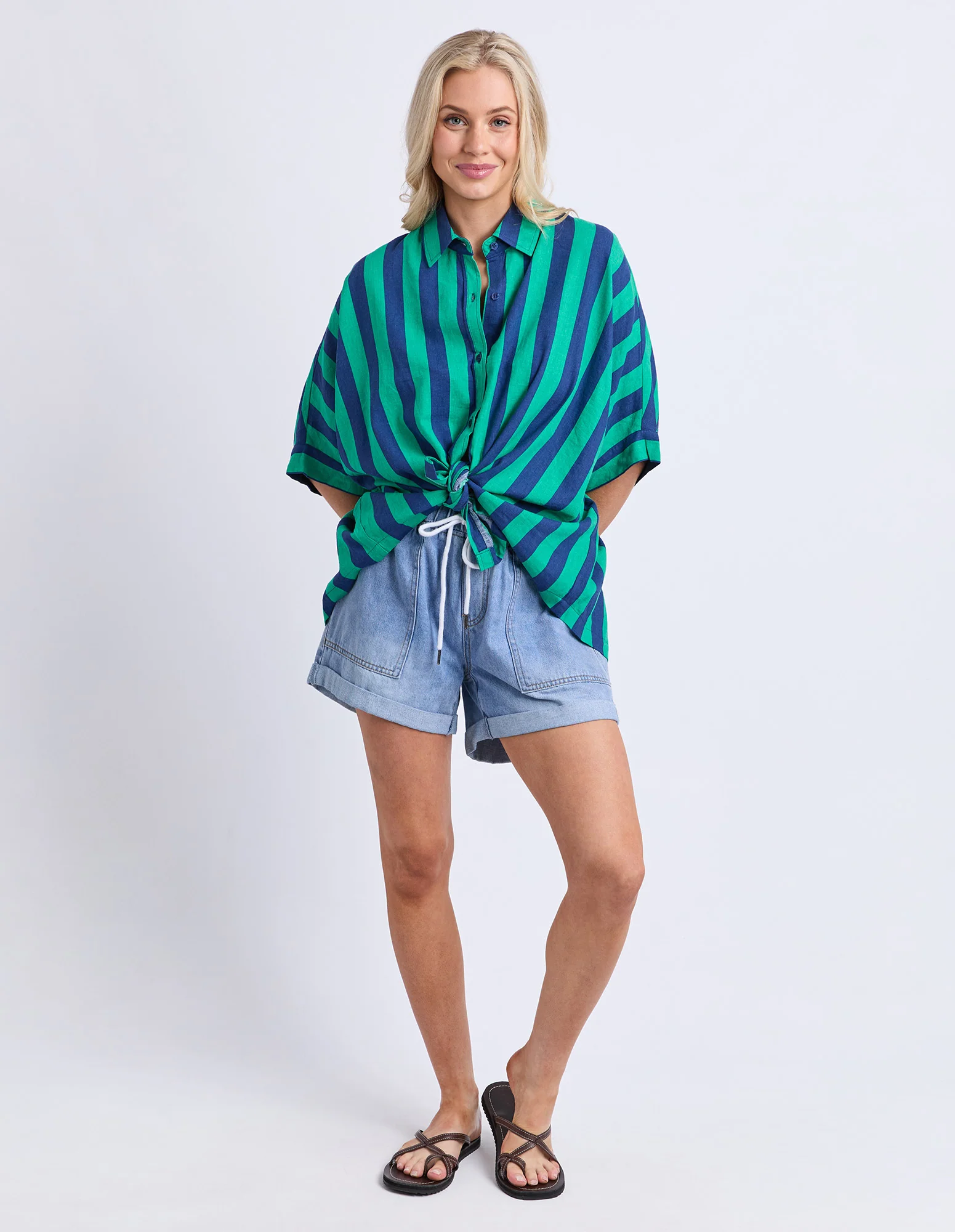 Palermo Stripe Shirt Turquoise - Image 2