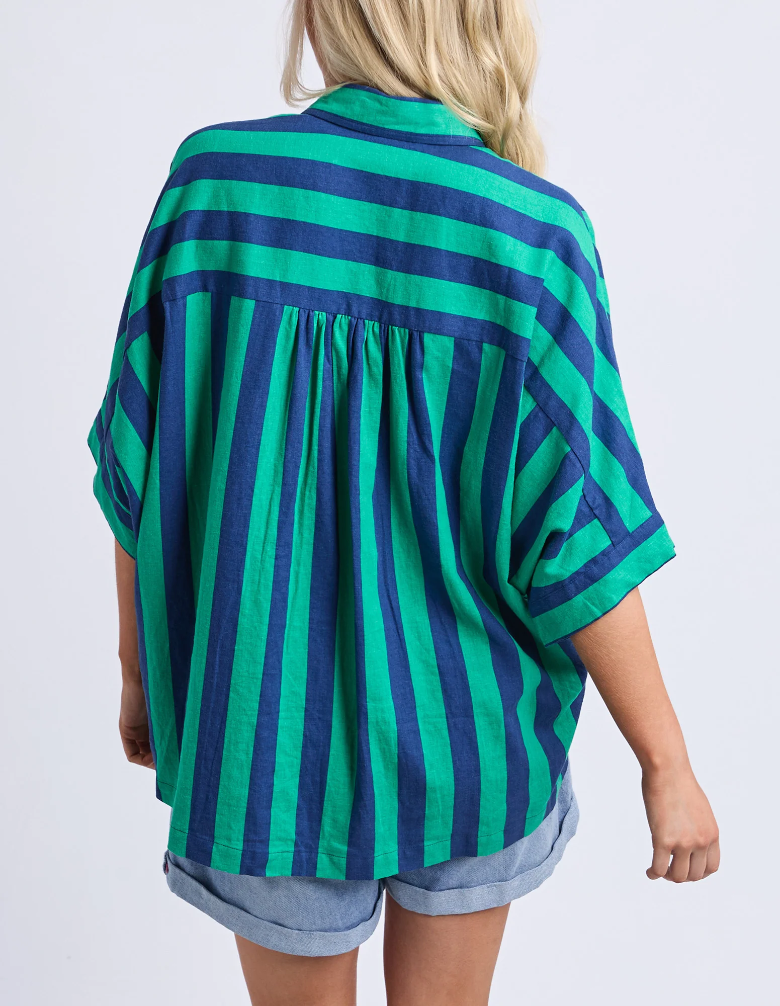 Palermo Stripe Shirt Turquoise - Image 3