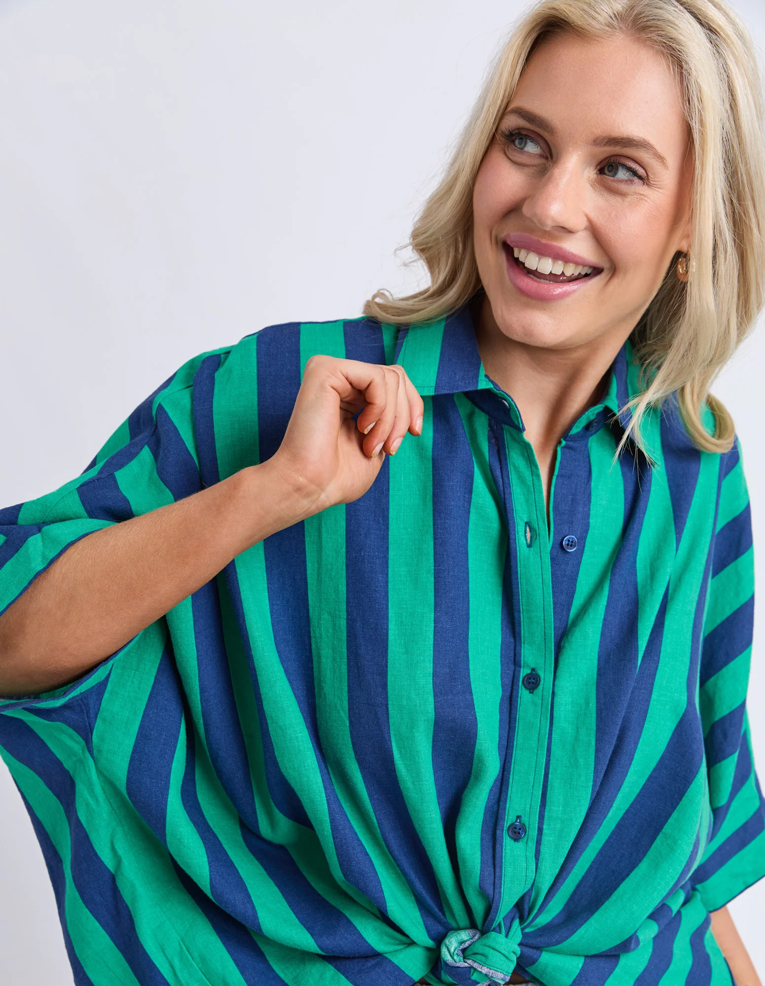 Palermo Stripe Shirt Turquoise - Image 5
