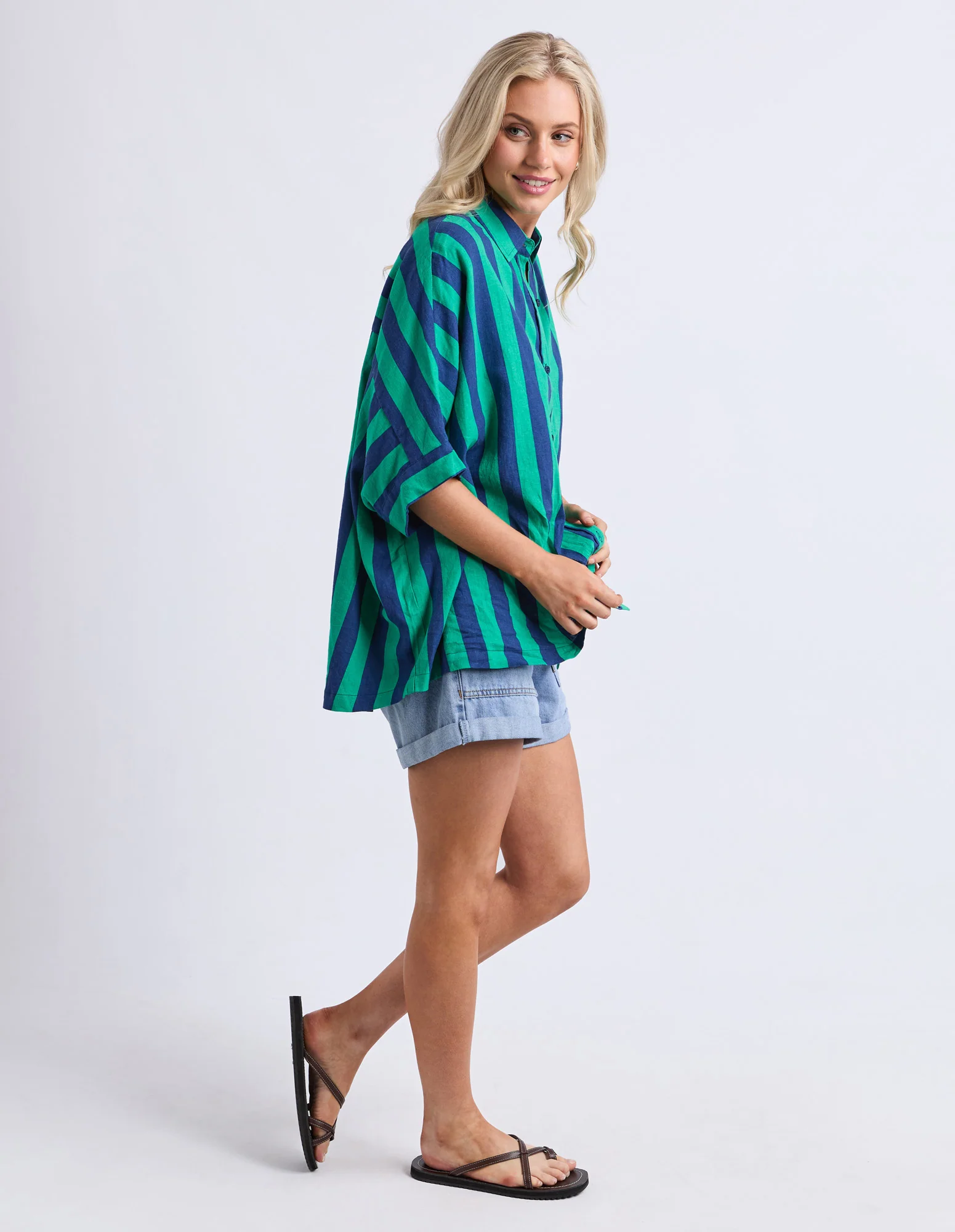 Palermo Stripe Shirt Turquoise - Image 6