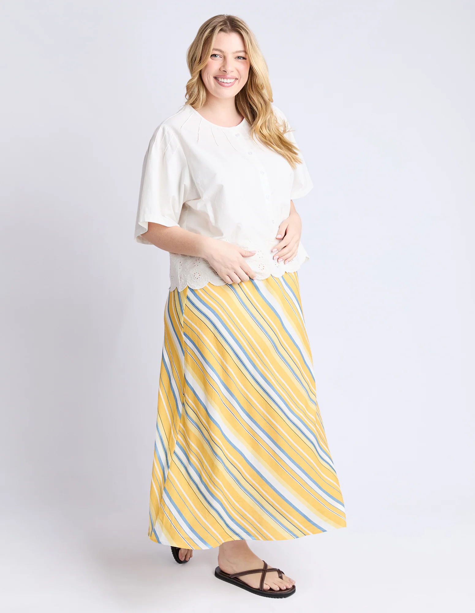 Palermo Stripe Skirt Pale Banana Stripe - Image 12