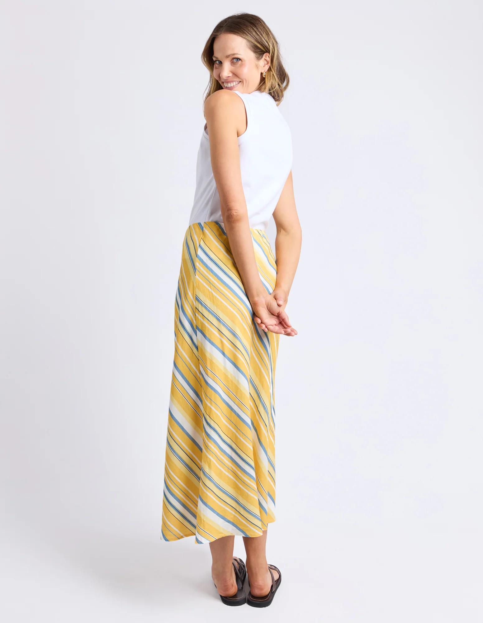 Palermo Stripe Skirt Pale Banana Stripe - Image 3