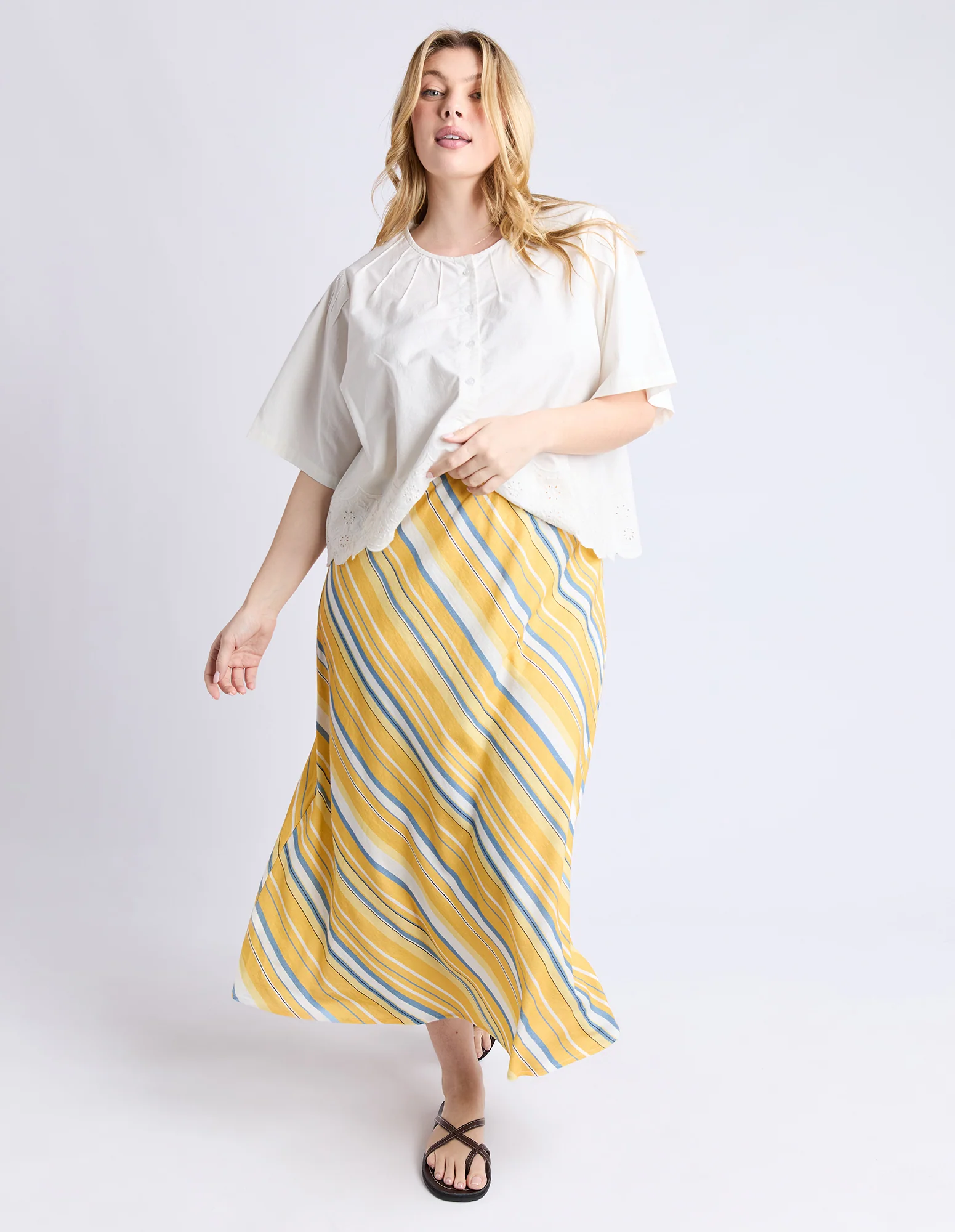 Palermo Stripe Skirt Pale Banana Stripe - Image 8