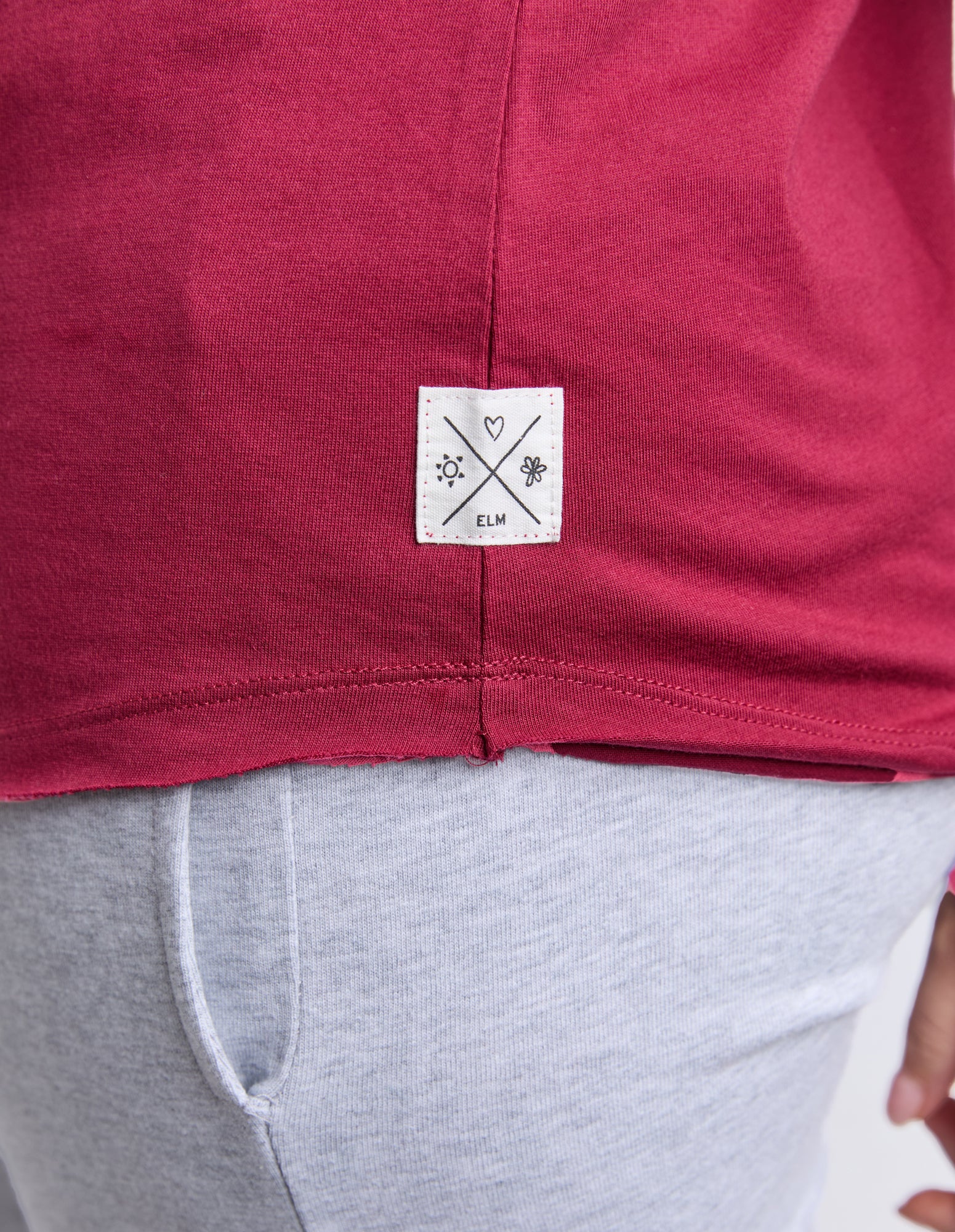 Pima Long Sleeve Vee Tee Maroon - Image 9