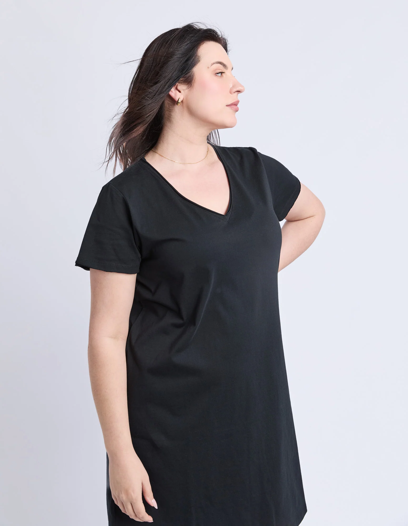Pima Vee Dress Black - Image 10