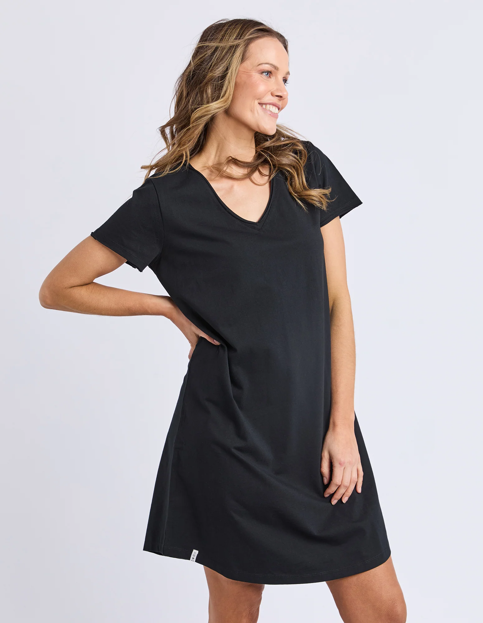 Pima Vee Dress Black - Image 4