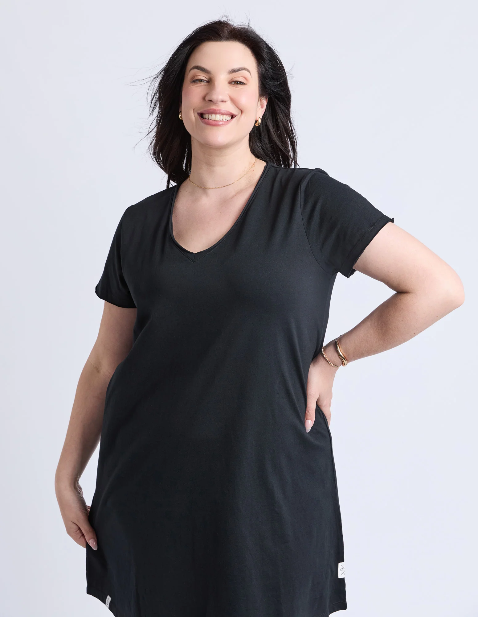 Pima Vee Dress Black - Image 7