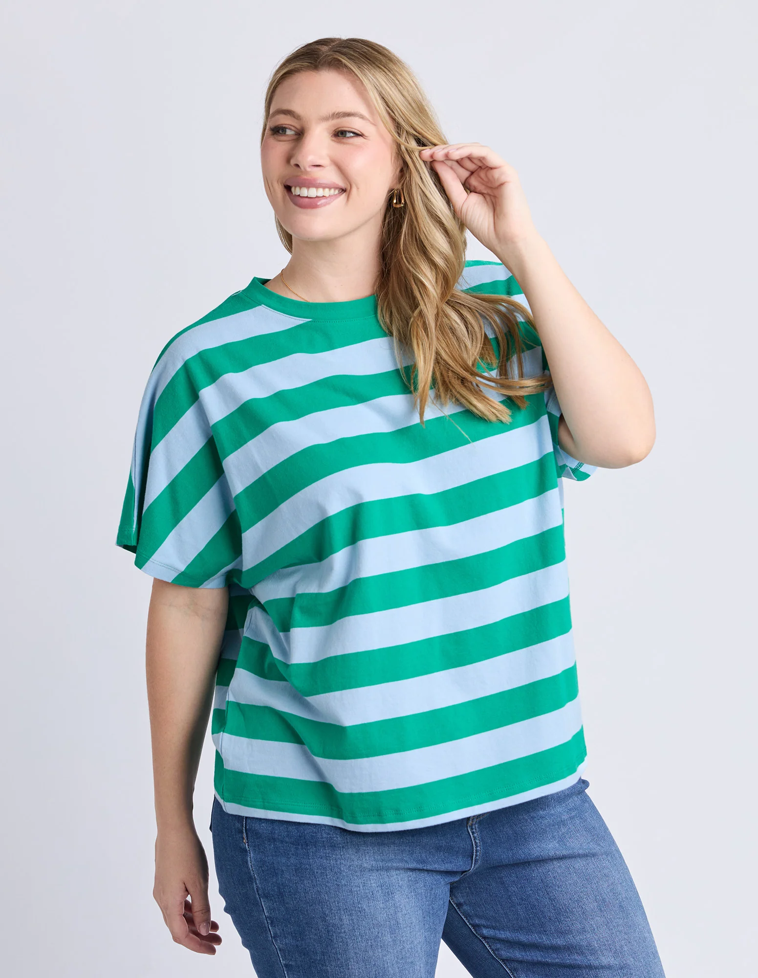 Poet Tee Green & Blue Stripe - Image 10