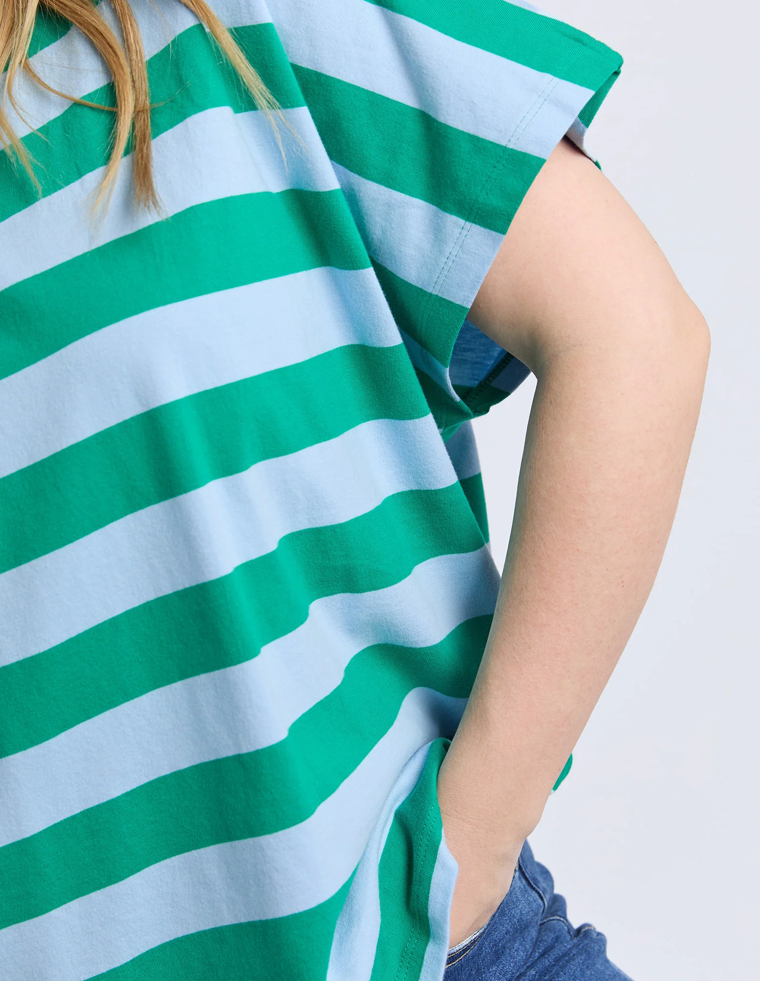 Poet Tee Green & Blue Stripe - Image 11
