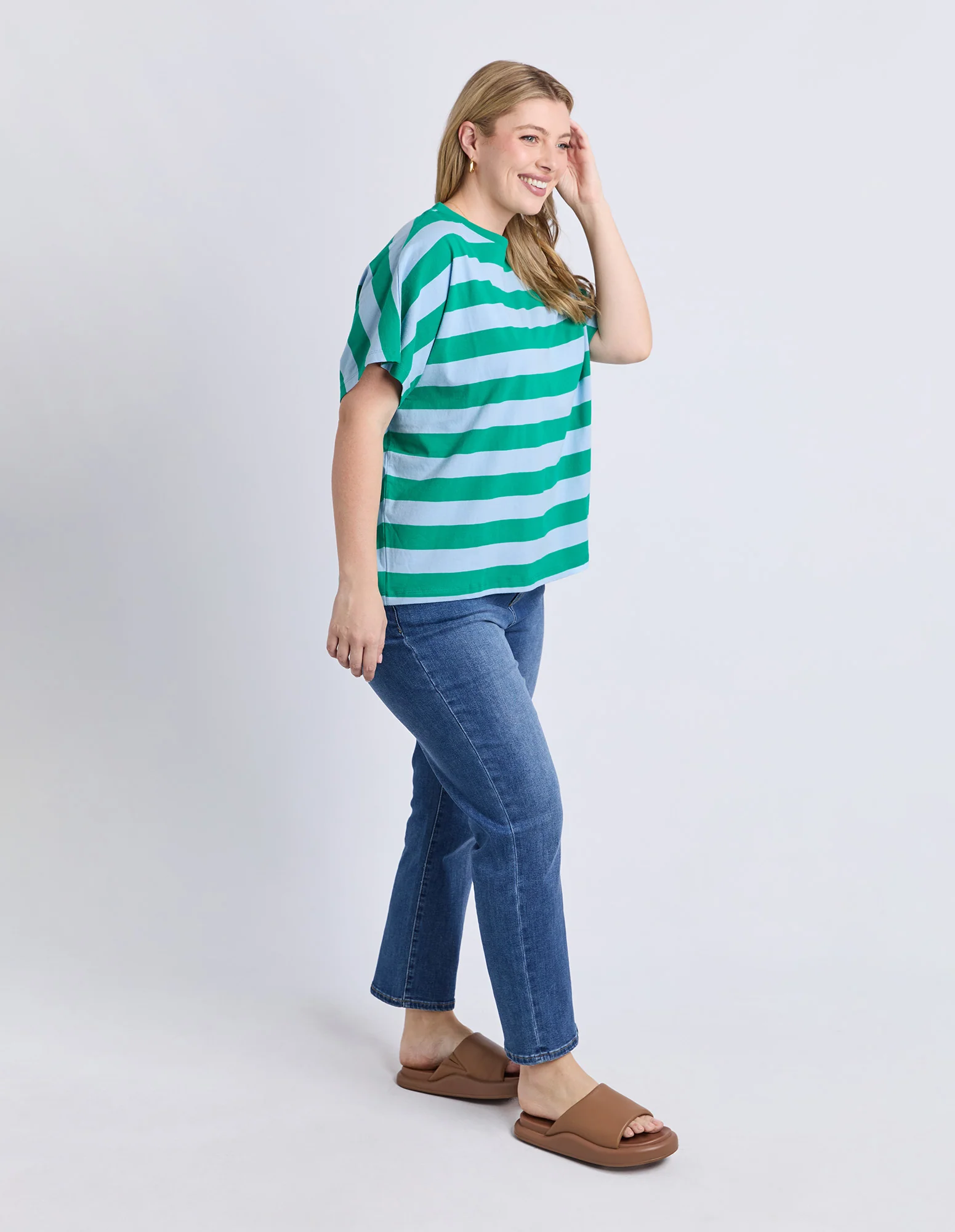 Poet Tee Green & Blue Stripe - Image 12