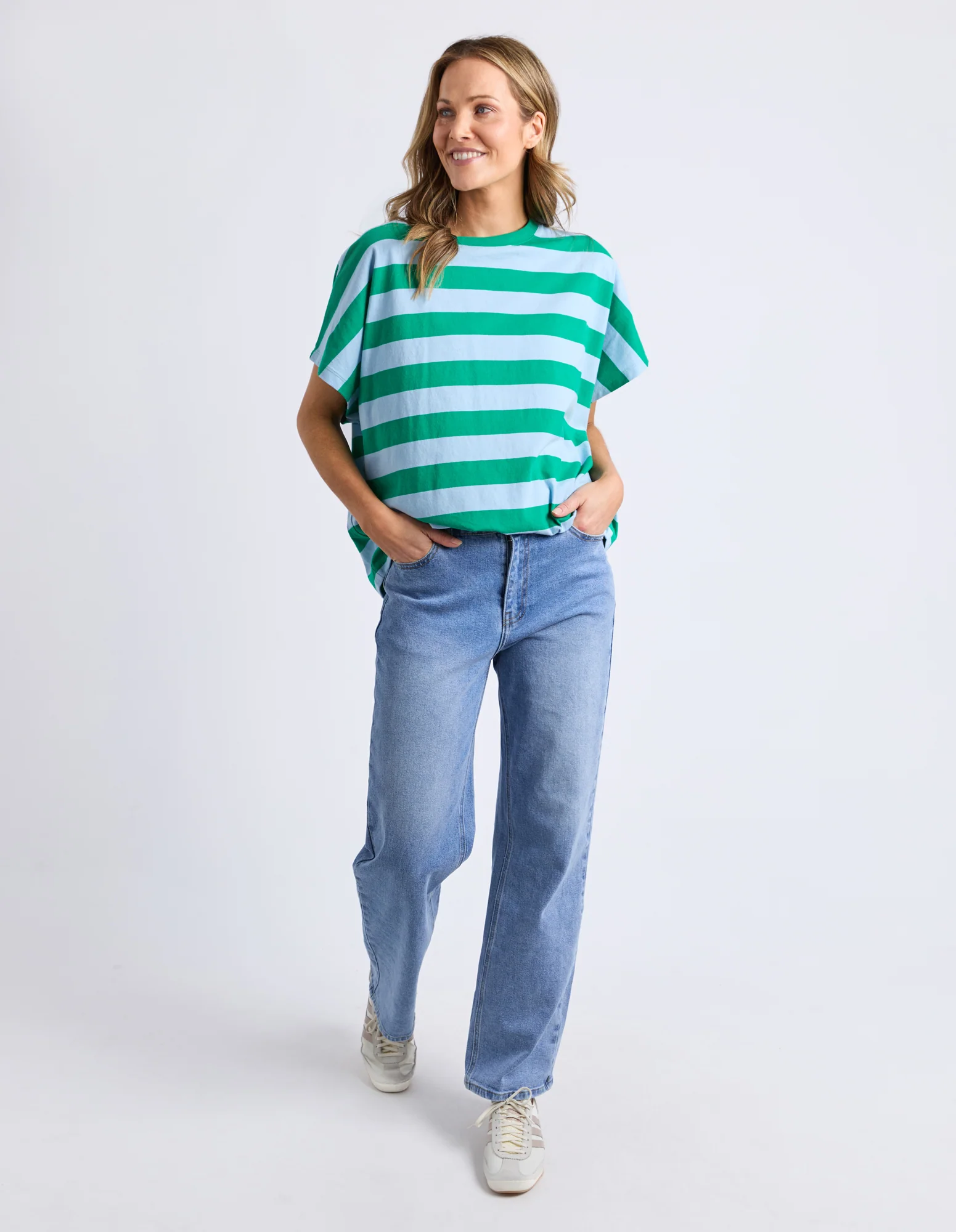 Poet Tee Green & Blue Stripe - Image 2