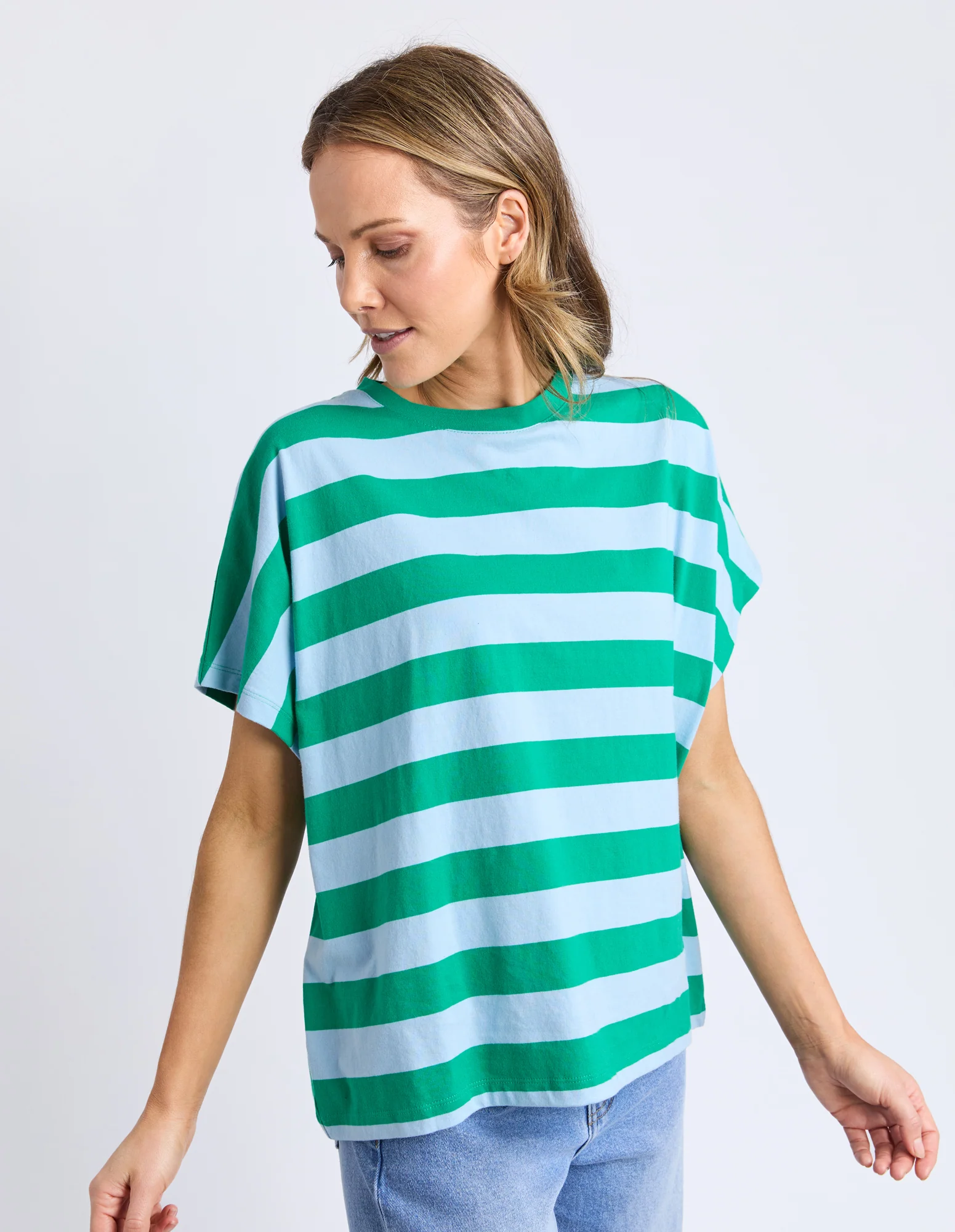 Poet Tee Green & Blue Stripe - Image 4