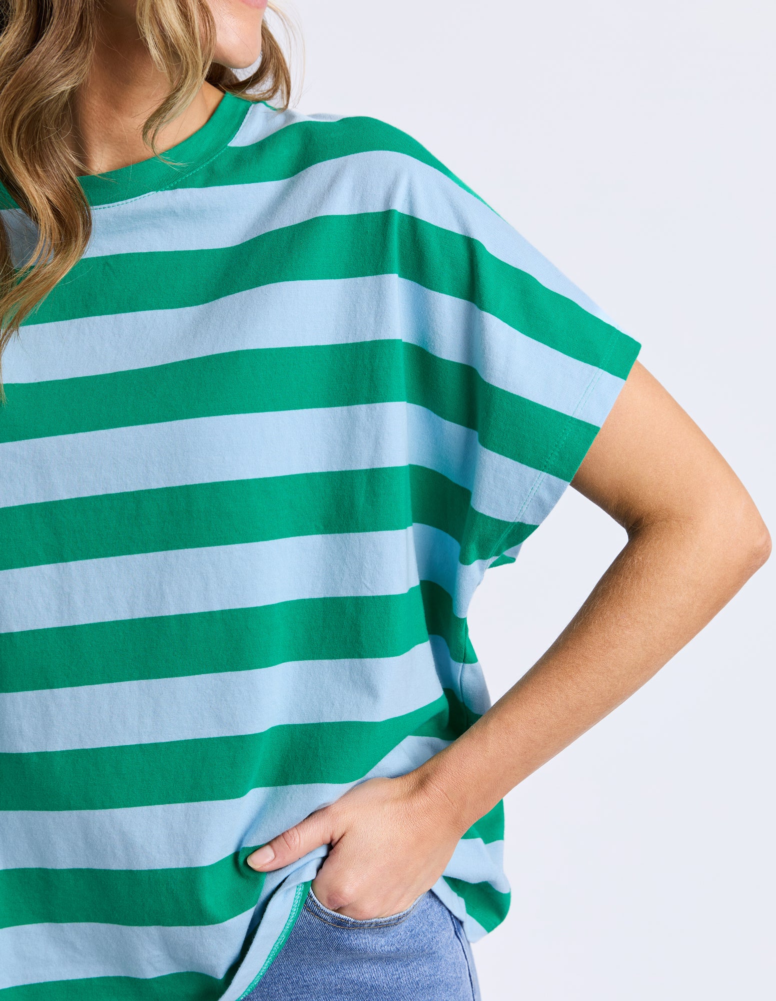 Poet Tee Green & Blue Stripe - Image 5