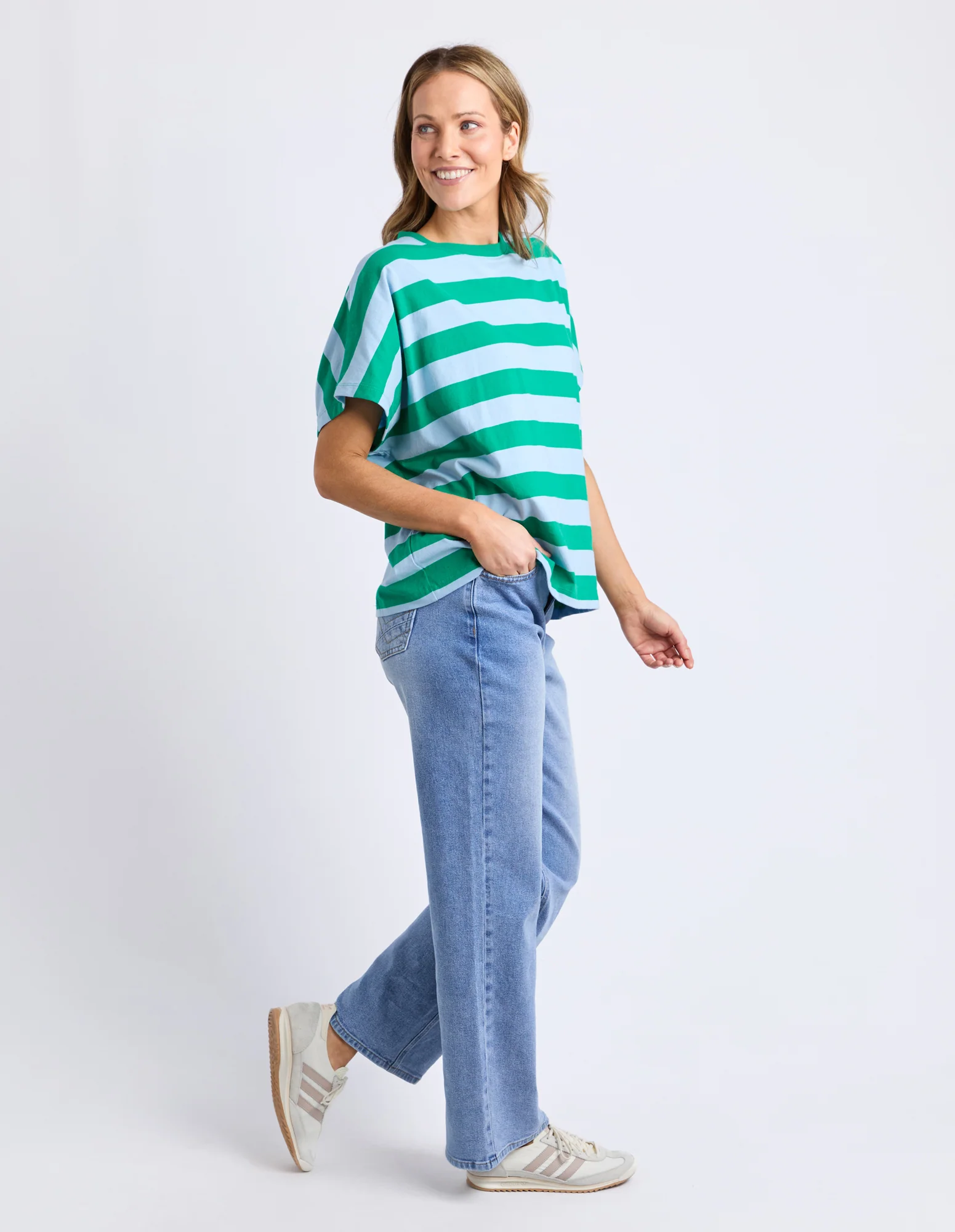 Poet Tee Green & Blue Stripe - Image 6