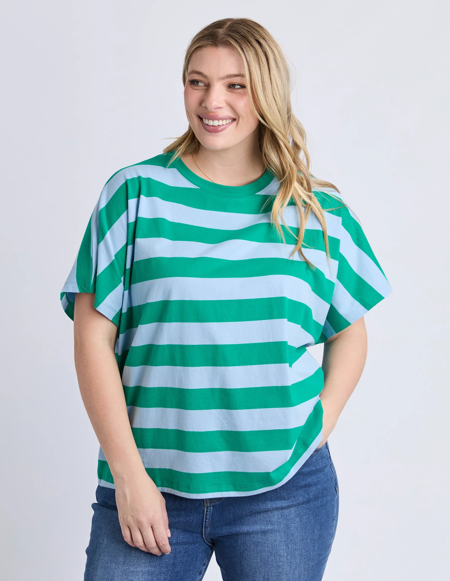 Poet Tee Green & Blue Stripe - Image 7