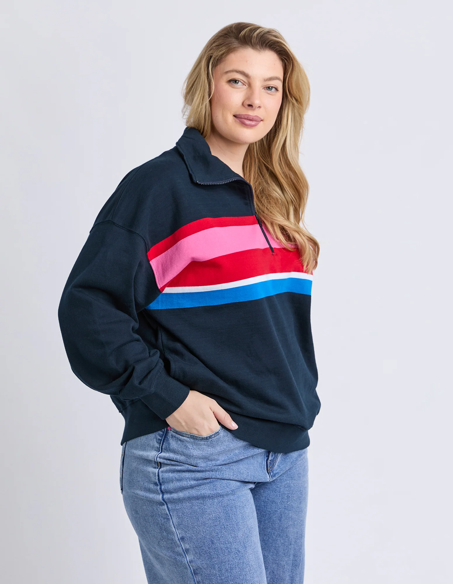 Real Love 1/4 Zip Stripe/Navy Body - Image 9