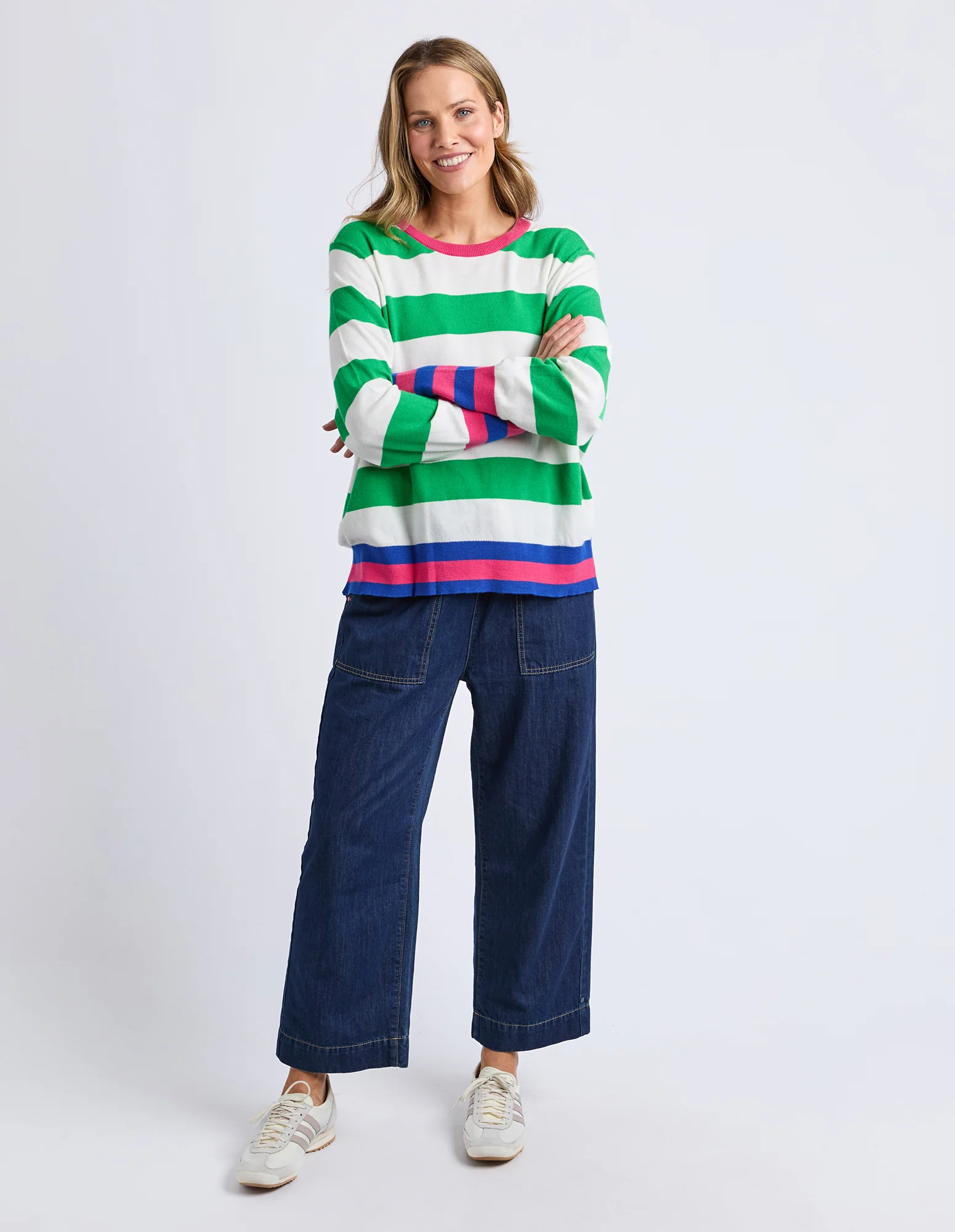 Reggie Longsleeve Knit Green / White Stripe - Image 3