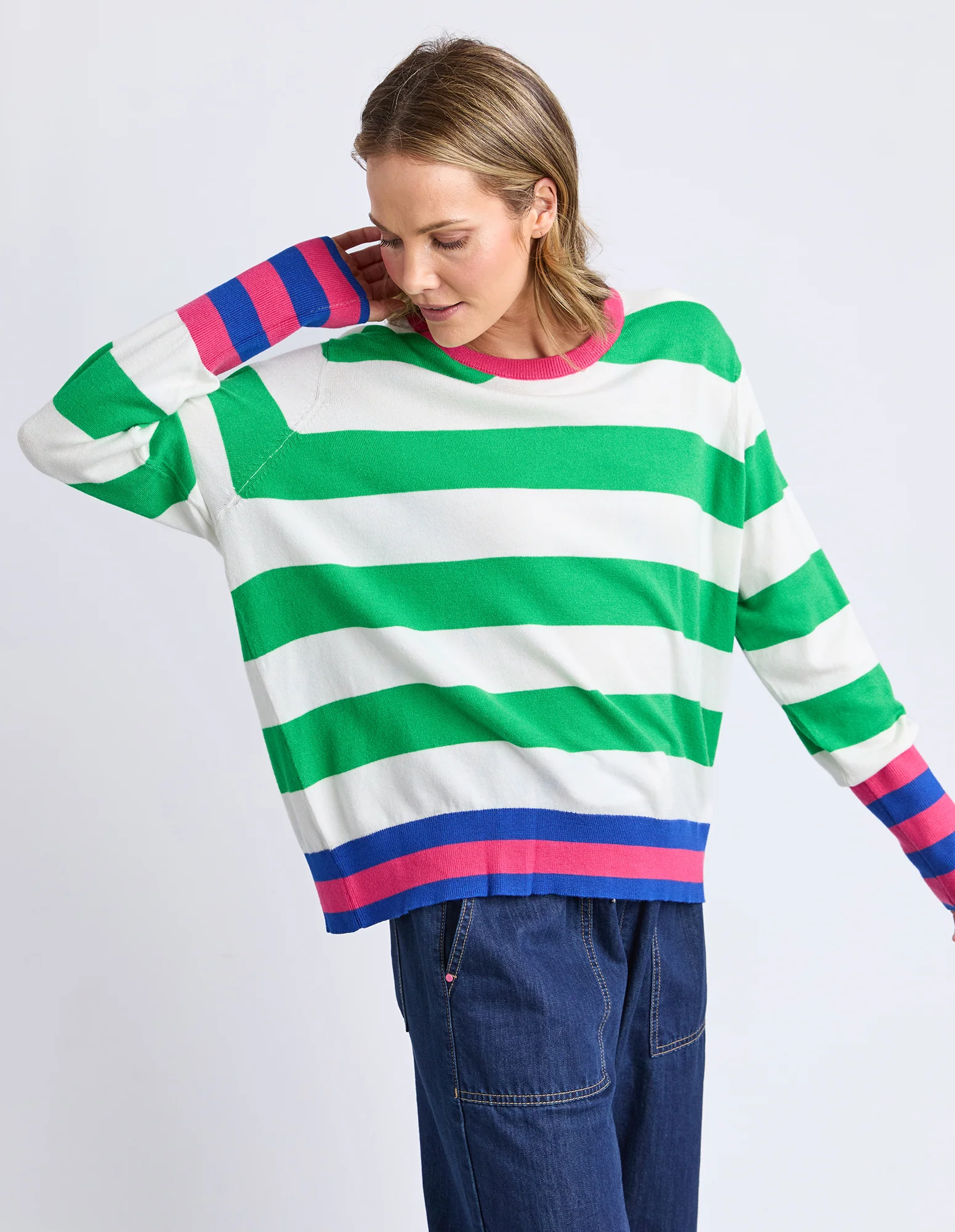 Reggie Longsleeve Knit Green / White Stripe - Image 5