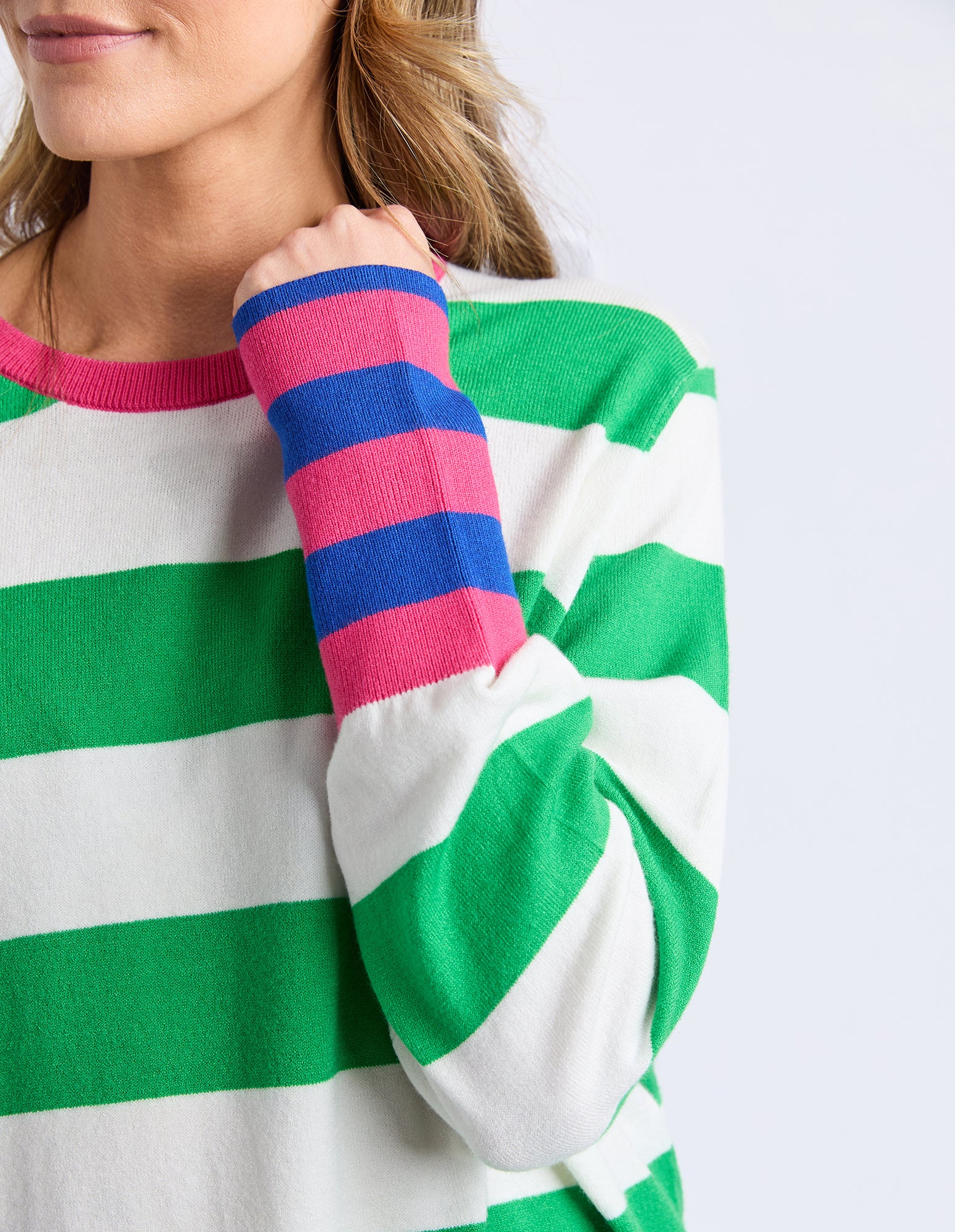 Reggie Longsleeve Knit Green / White Stripe - Image 6
