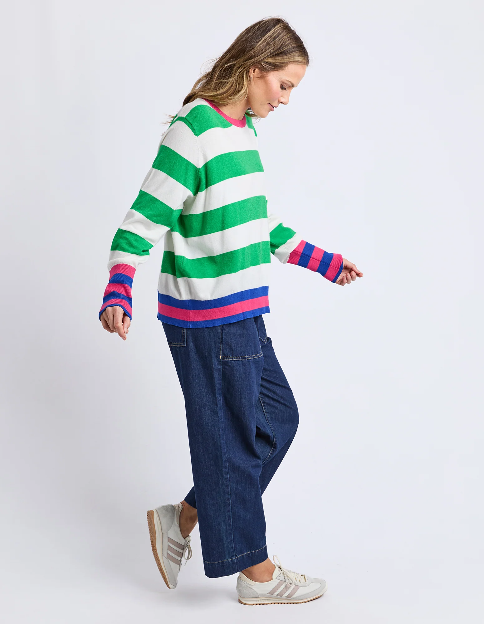 Reggie Longsleeve Knit Green / White Stripe - Image 7