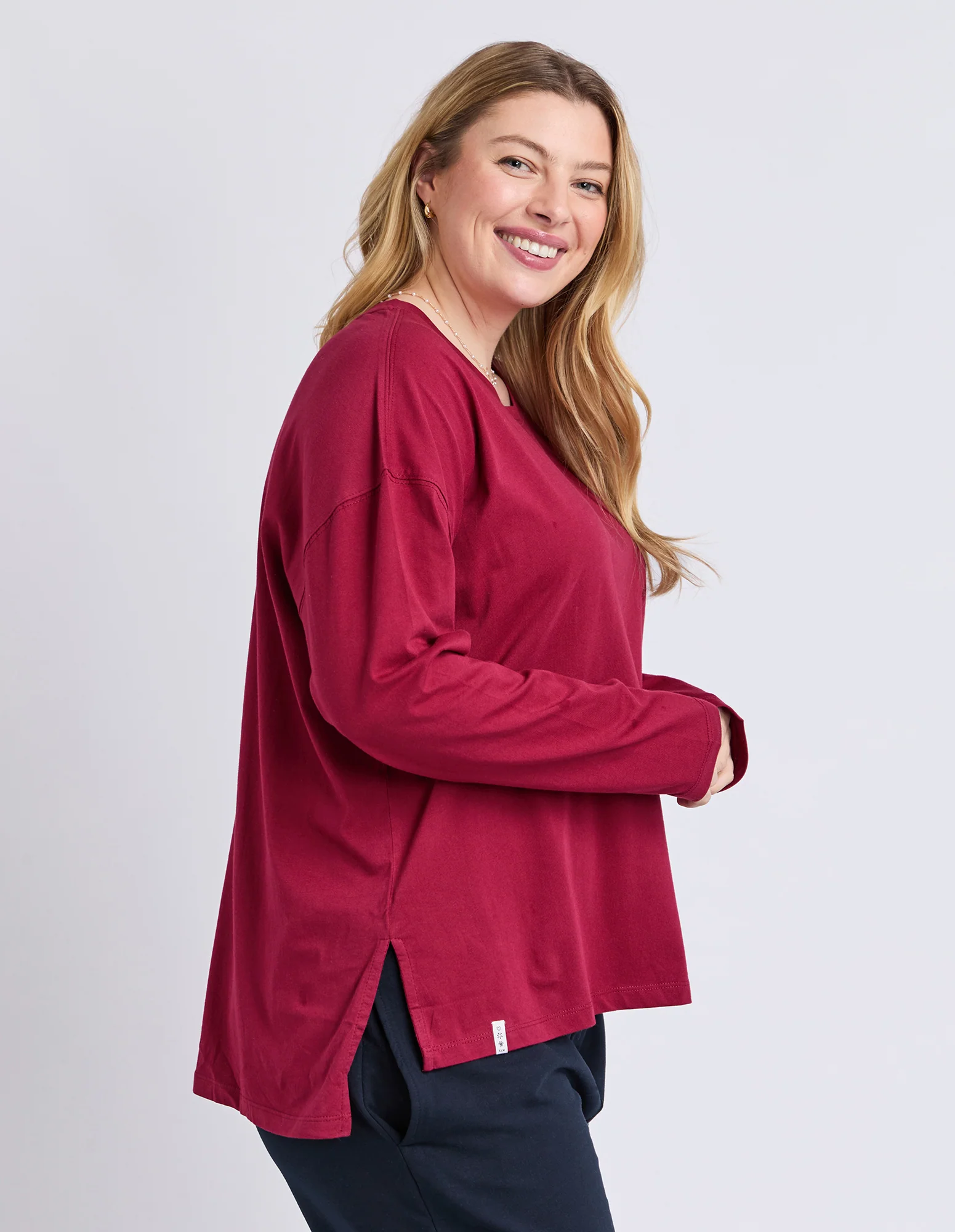 Renee Long Sleeve Tee Maroon - Image 7