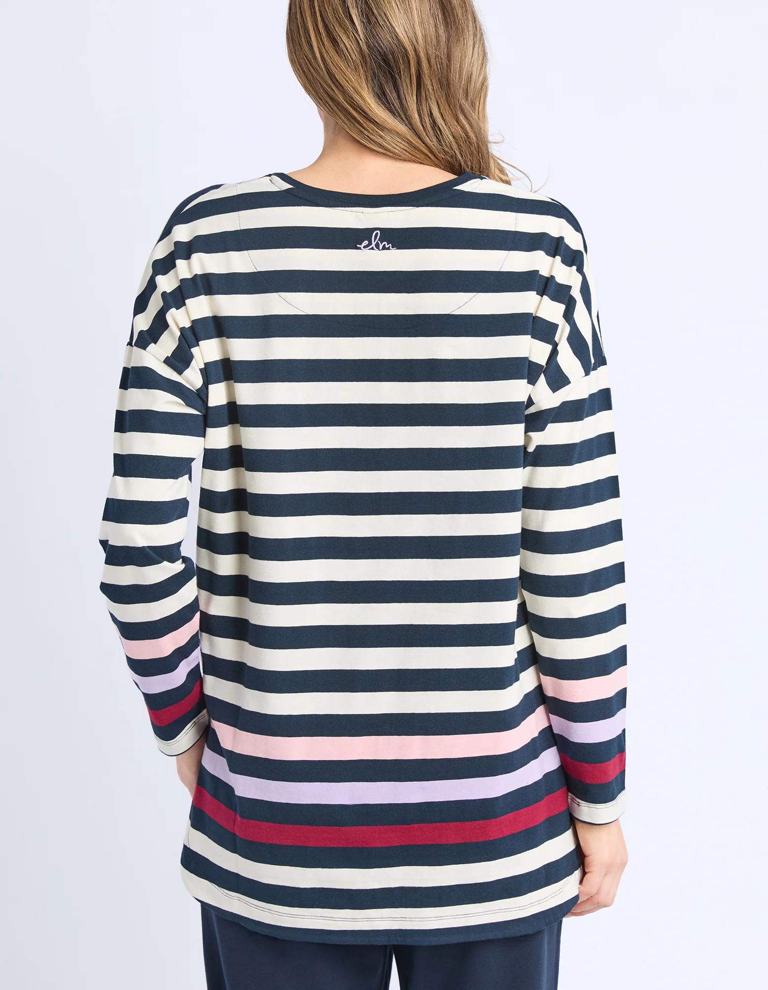 Retreat Long Sleeve Tee White/Navy Stripe - Image 11