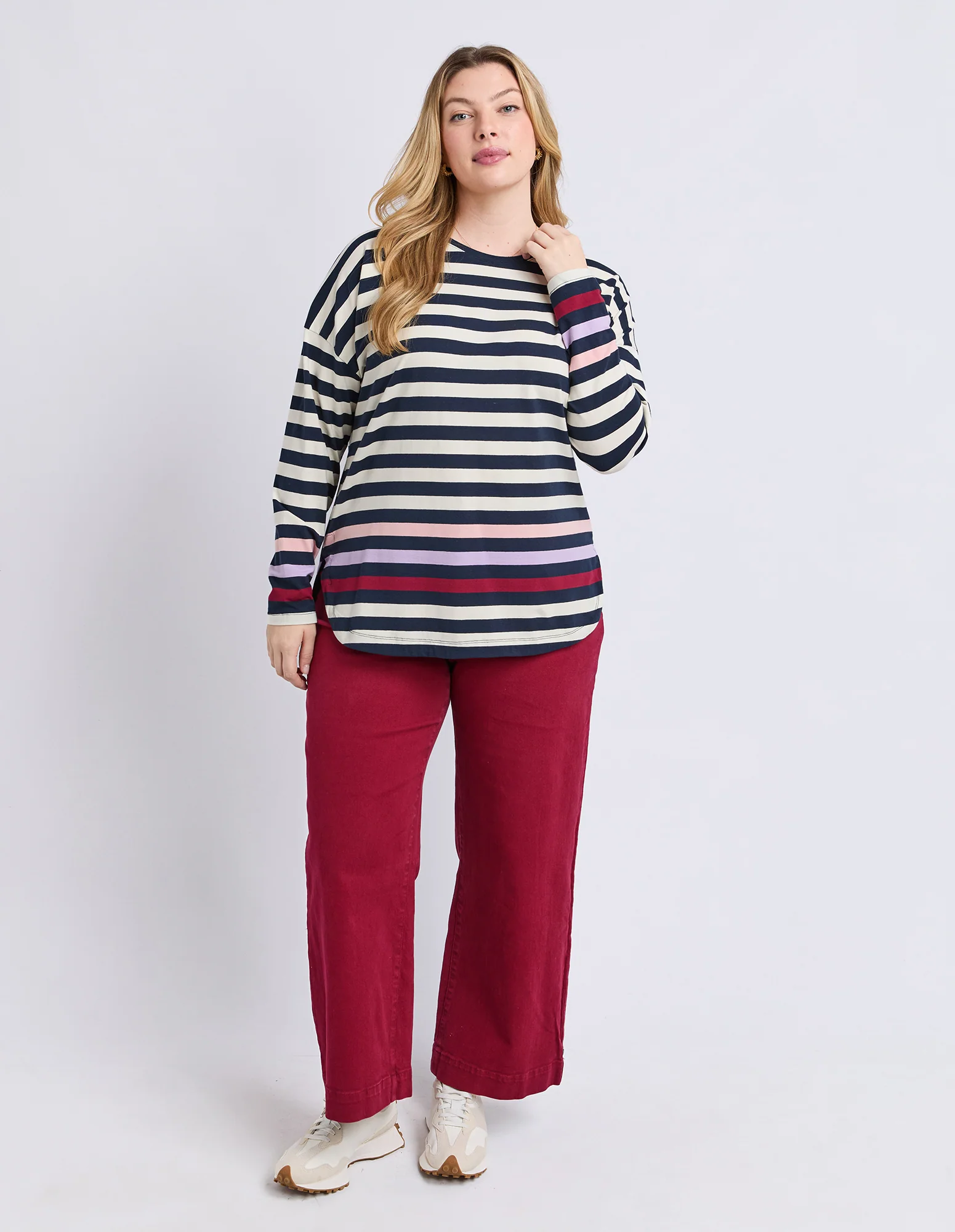Retreat Long Sleeve Tee White/Navy Stripe - Image 3