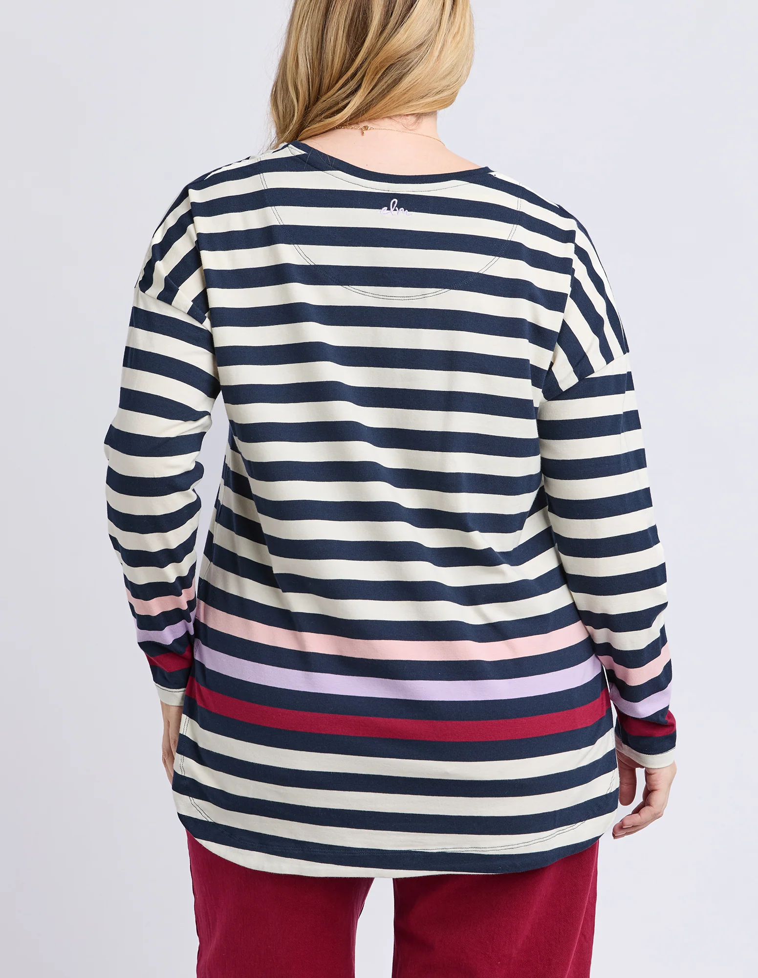 Retreat Long Sleeve Tee White/Navy Stripe - Image 4