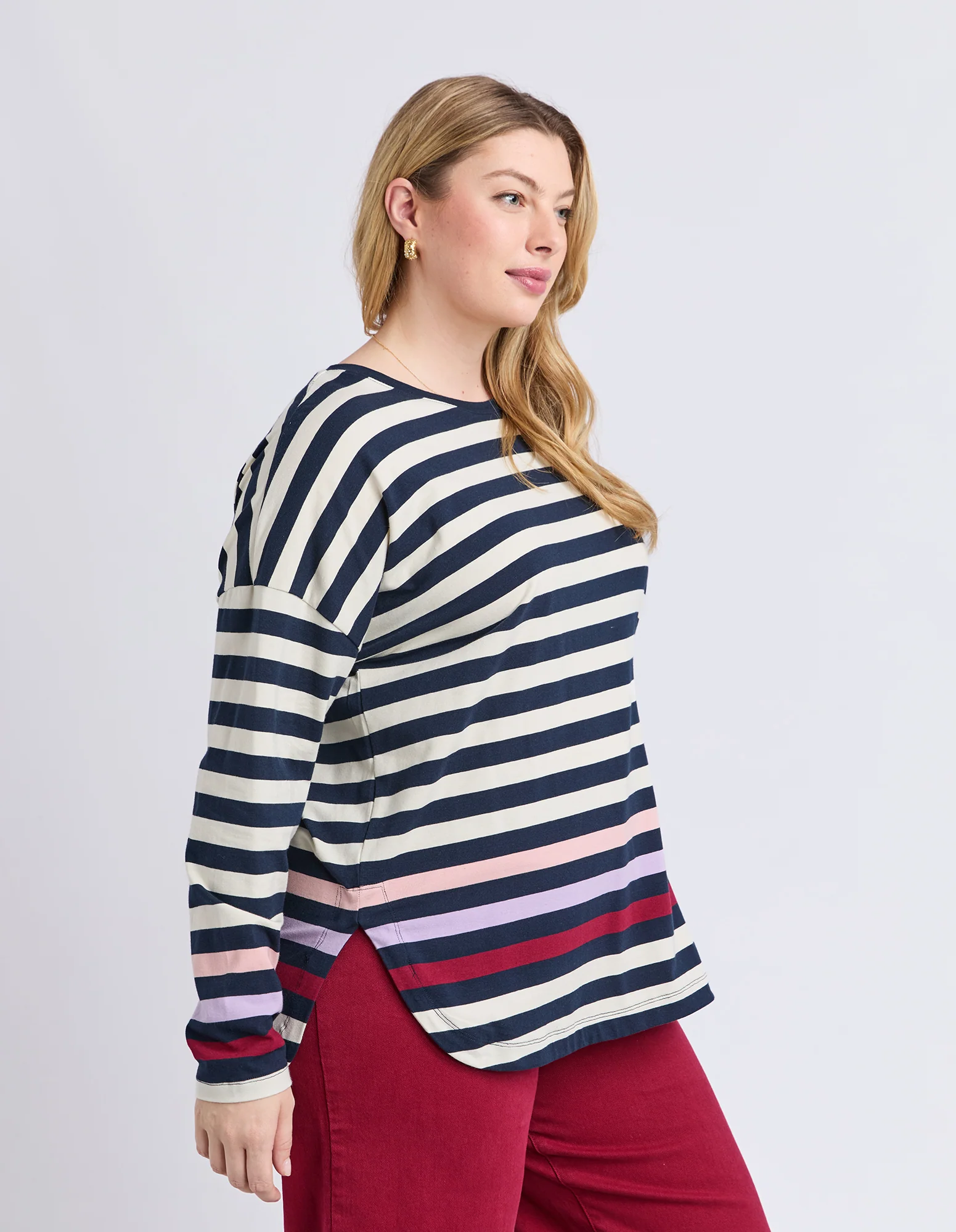 Retreat Long Sleeve Tee White/Navy Stripe - Image 5