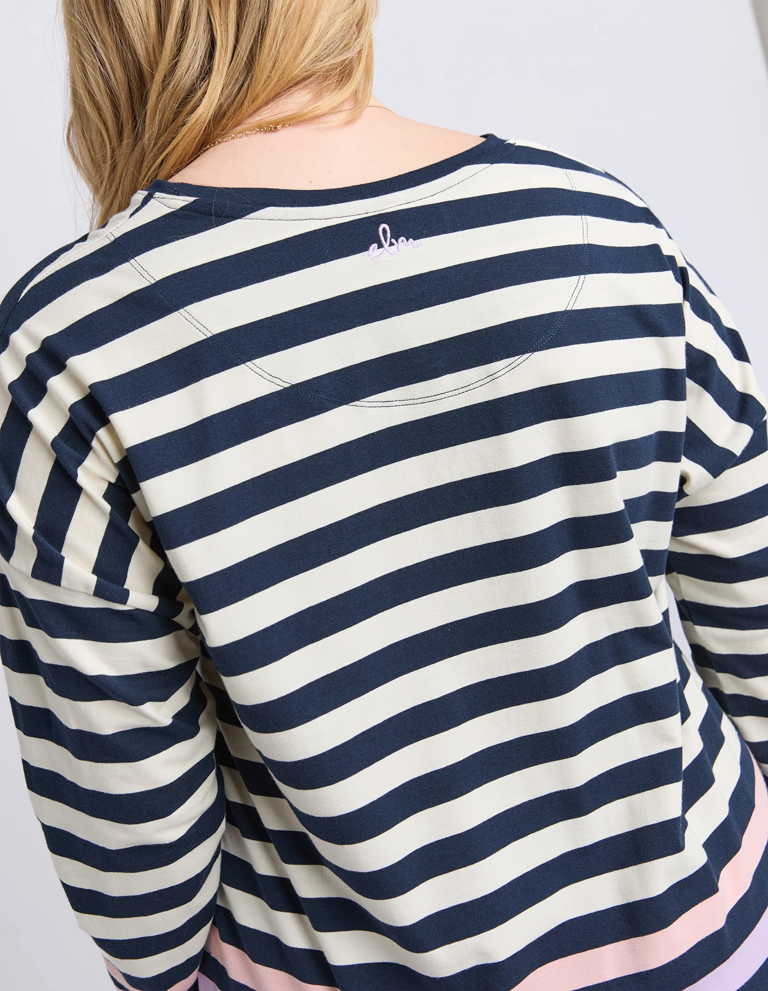 Retreat Long Sleeve Tee White/Navy Stripe - Image 6
