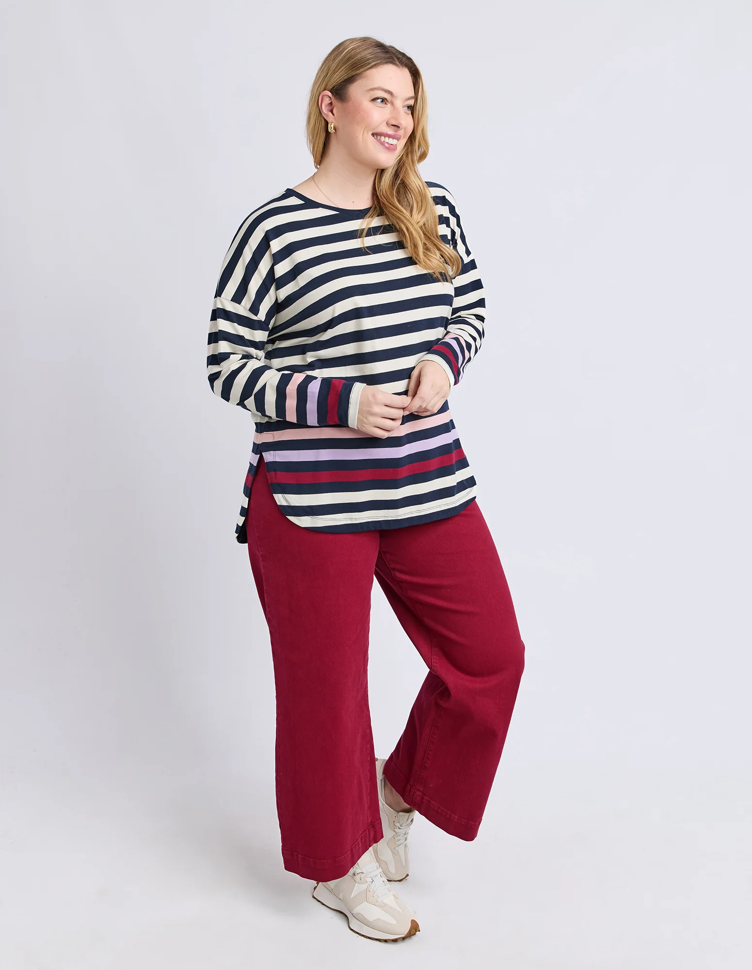 Retreat Long Sleeve Tee White/Navy Stripe - Image 7