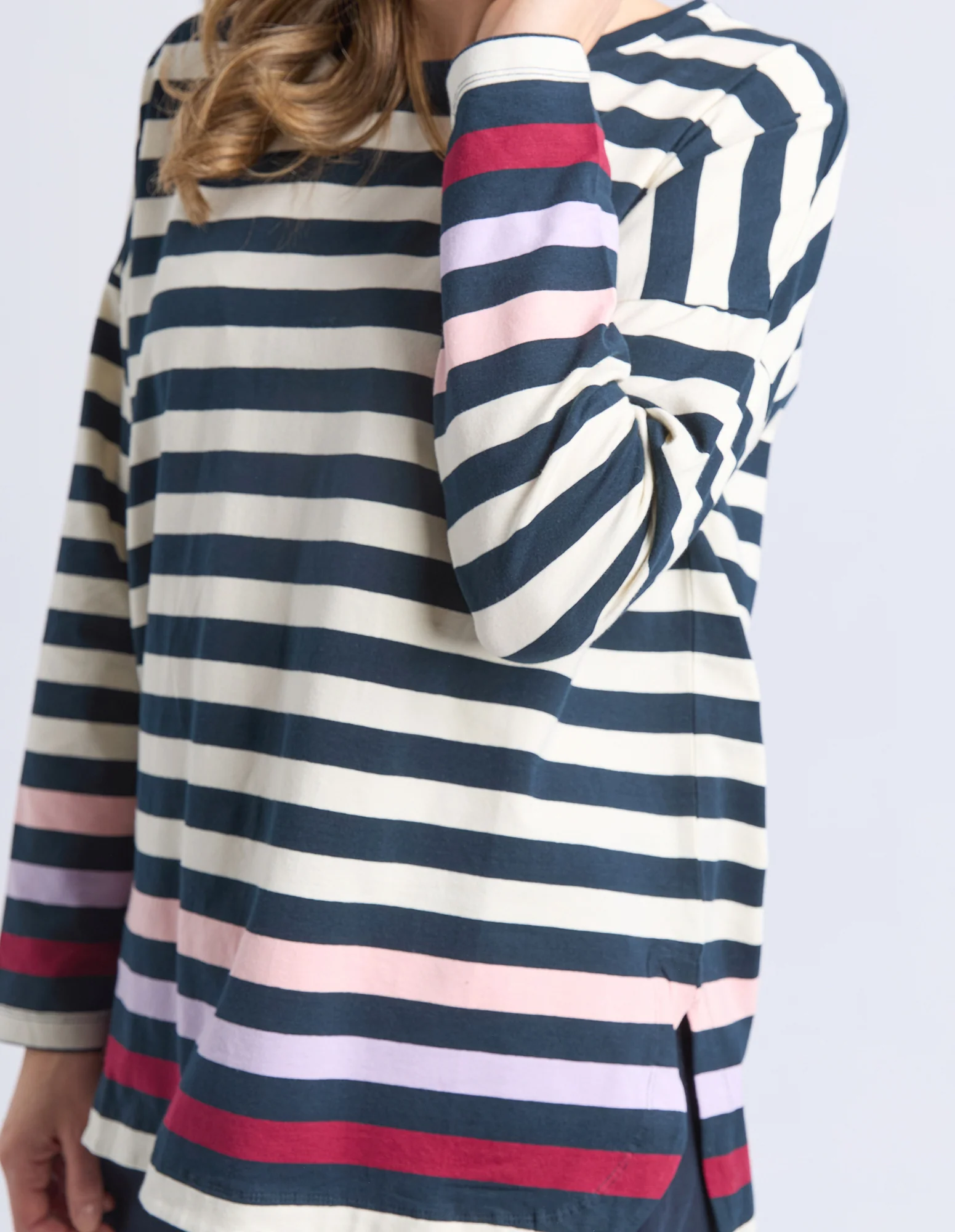 Retreat Long Sleeve Tee White/Navy Stripe - Image 9