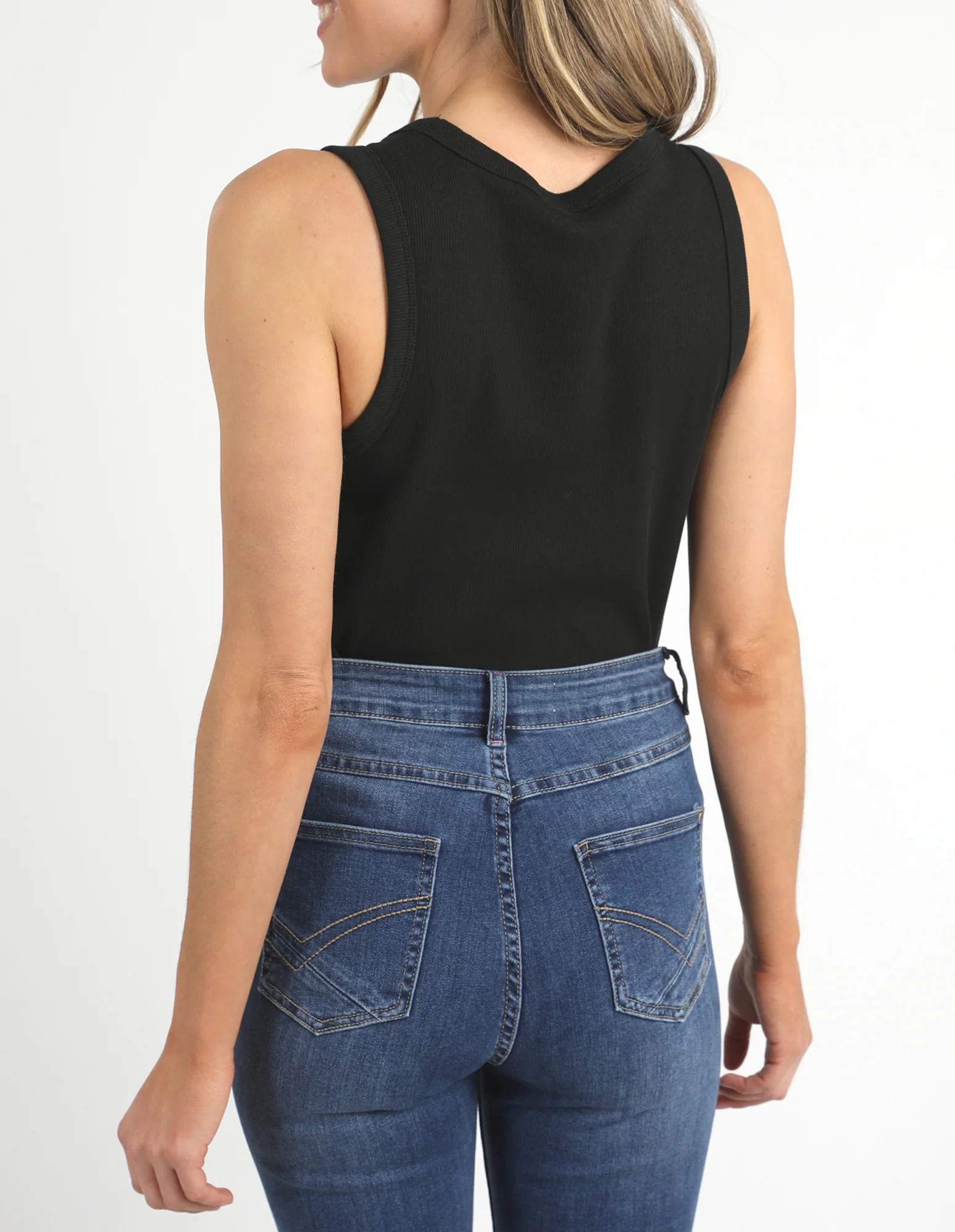 Rib Crew Tank Black - Image 3