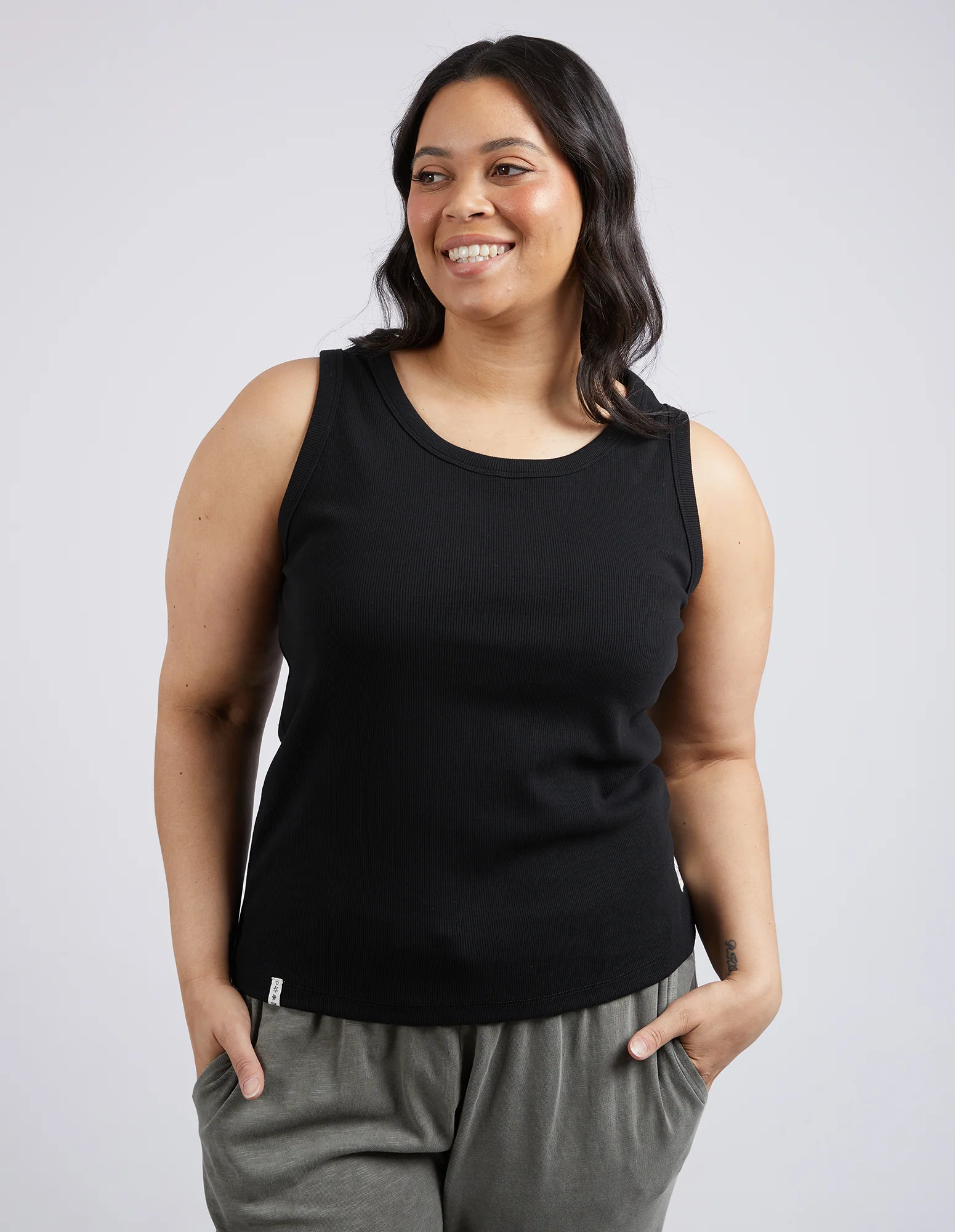 Rib Crew Tank Black - Image 7