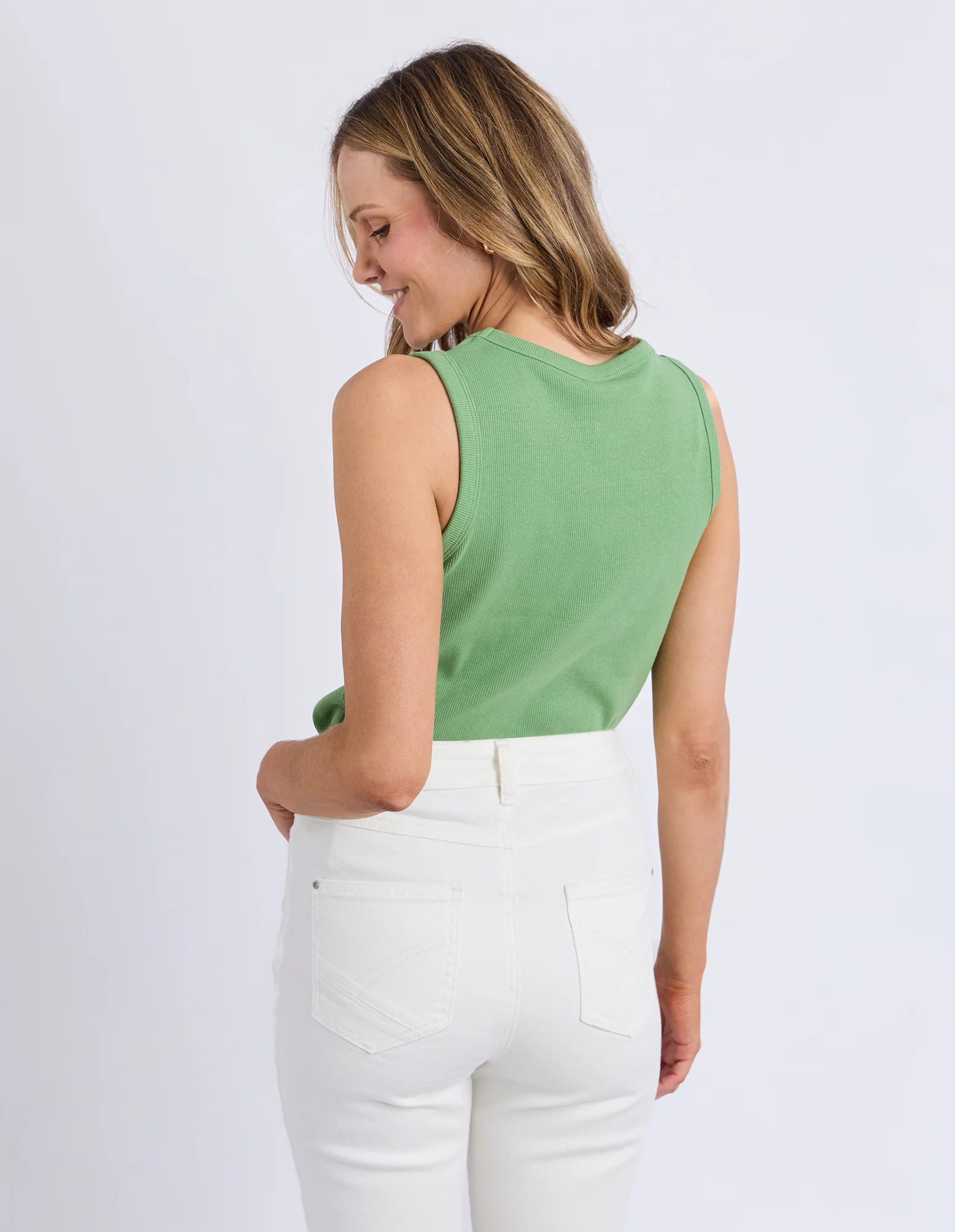 Rib Crew Tank Forest Green - Image 3