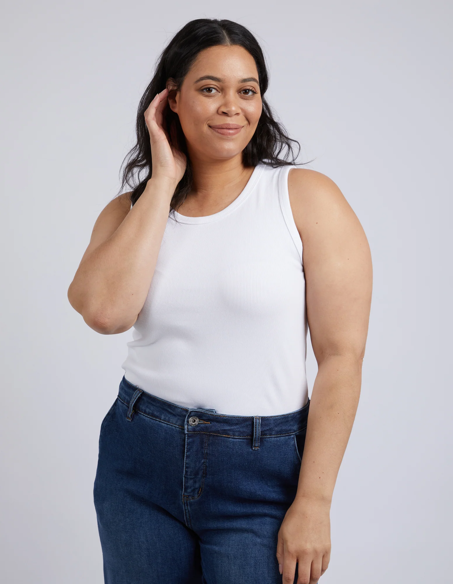 Rib Crew Tank White - Image 6
