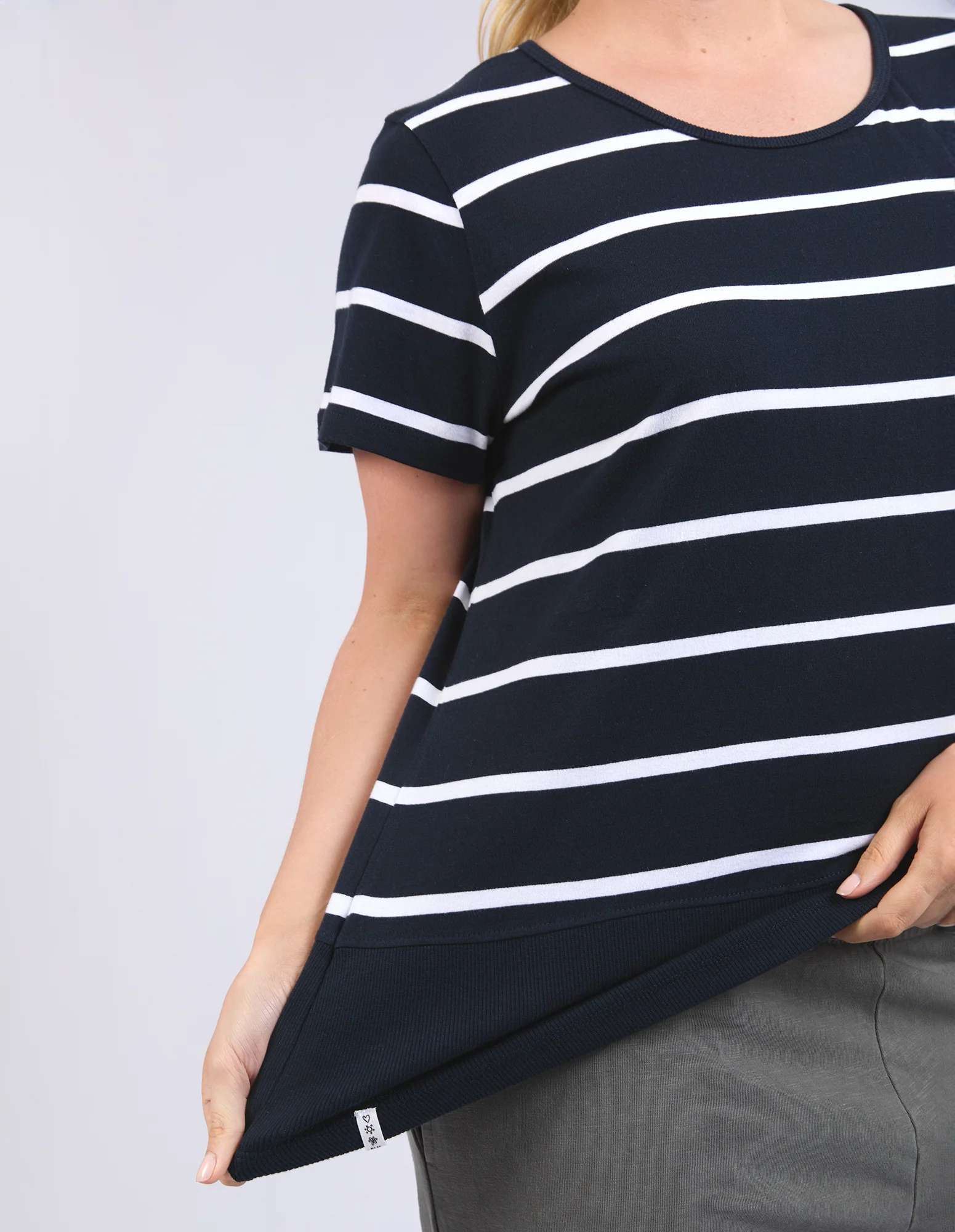 Rib Short Sleeve Tee Navy & White Stripe - Image 11
