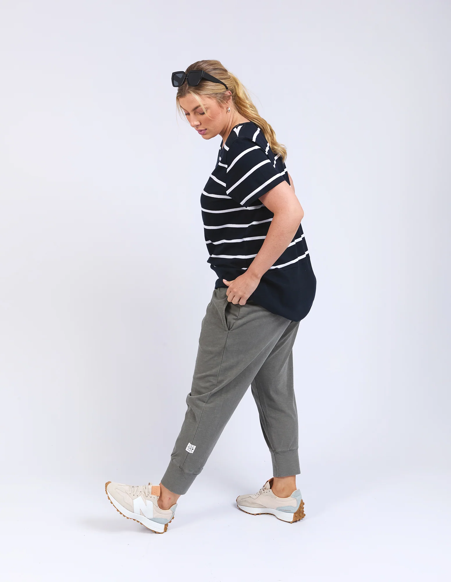 Rib Short Sleeve Tee Navy & White Stripe - Image 12