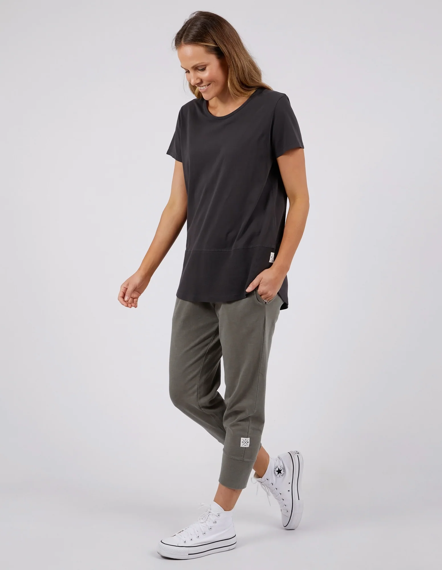 Rib Short Sleeve Tee Washed Black - Image 4